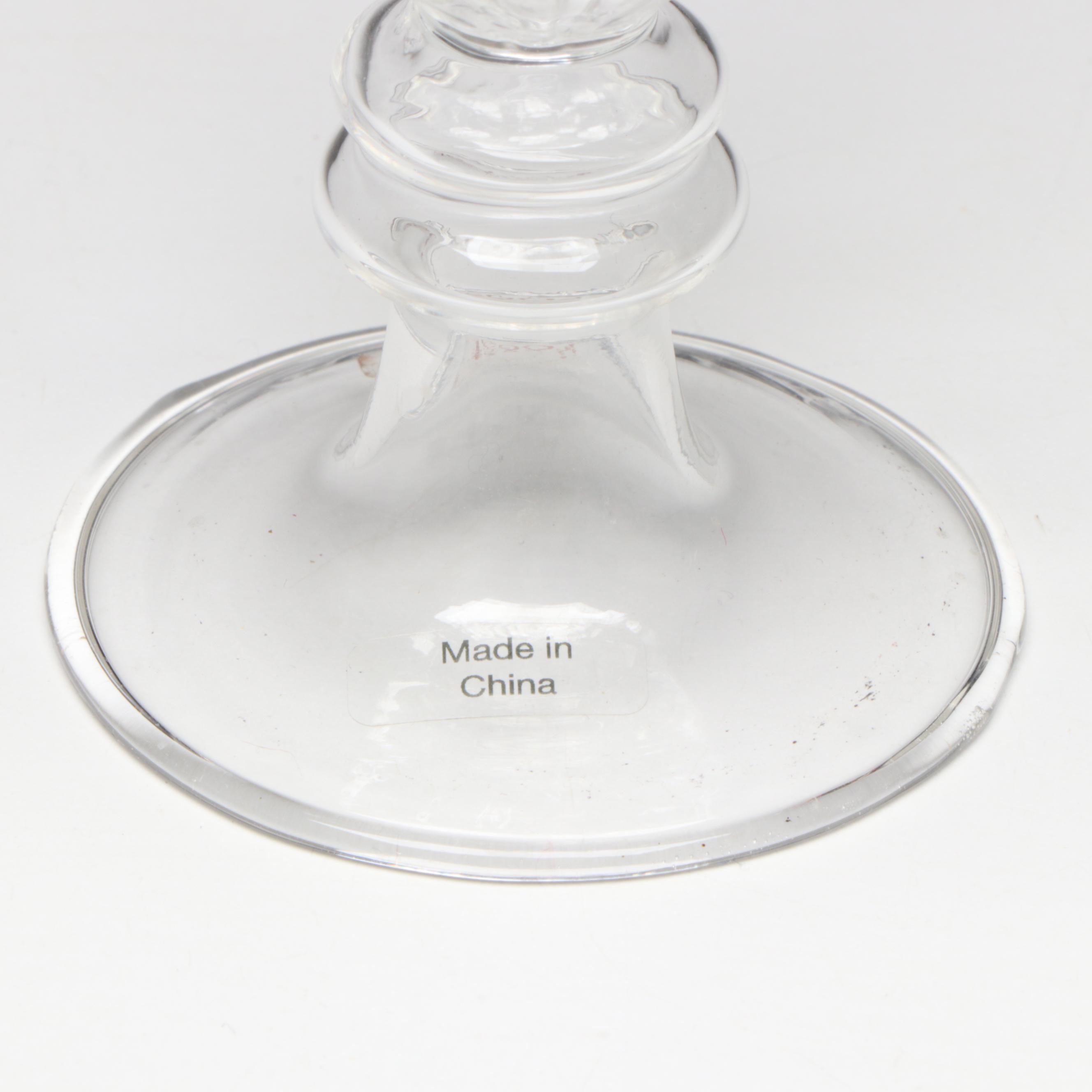 Swarovski "Blue Violet Water Lily" Crystal Flower with Glass Footed Vase