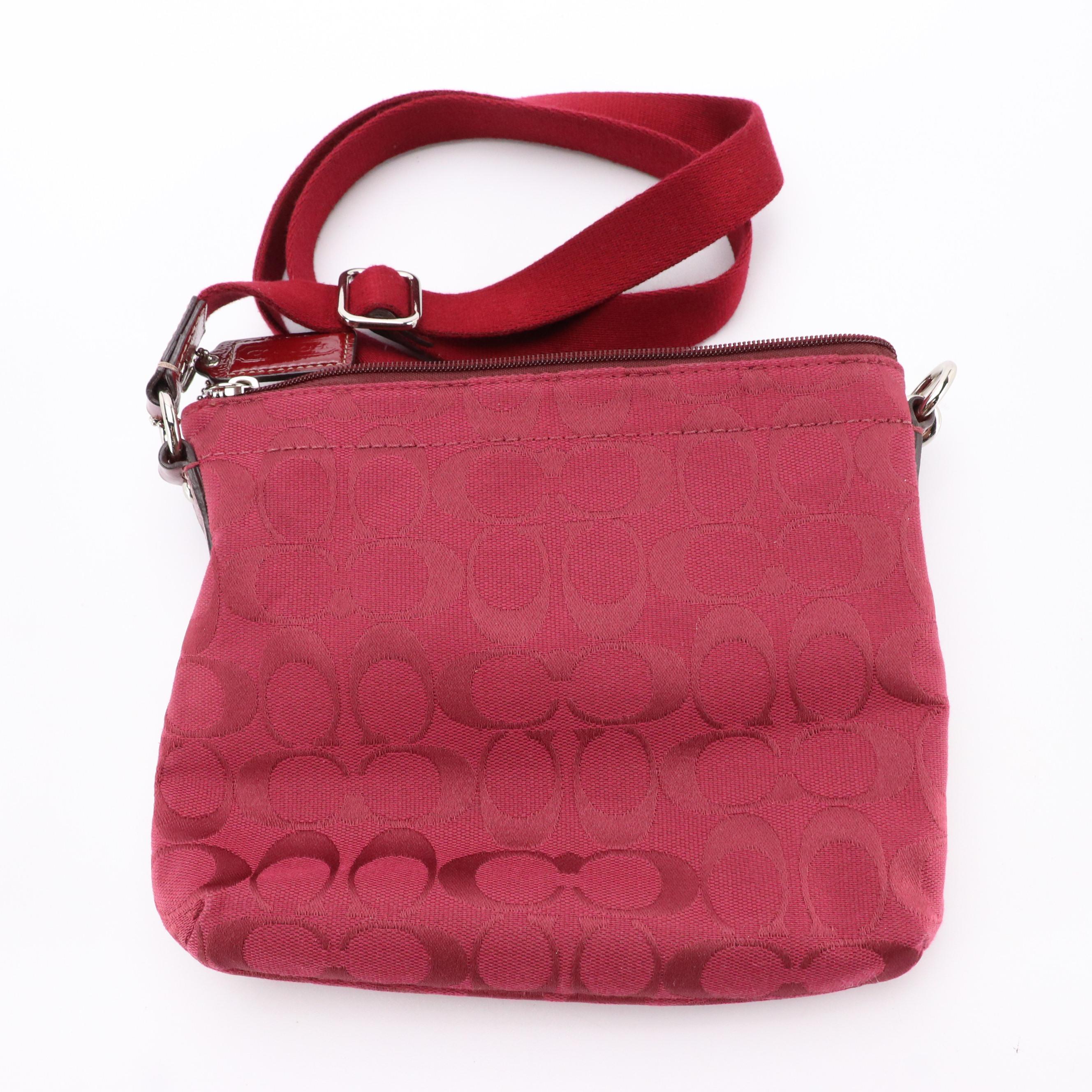 Coach Soho Front Flap Buckle Shoulder Bag in Purple Suede & Signature Swingpack