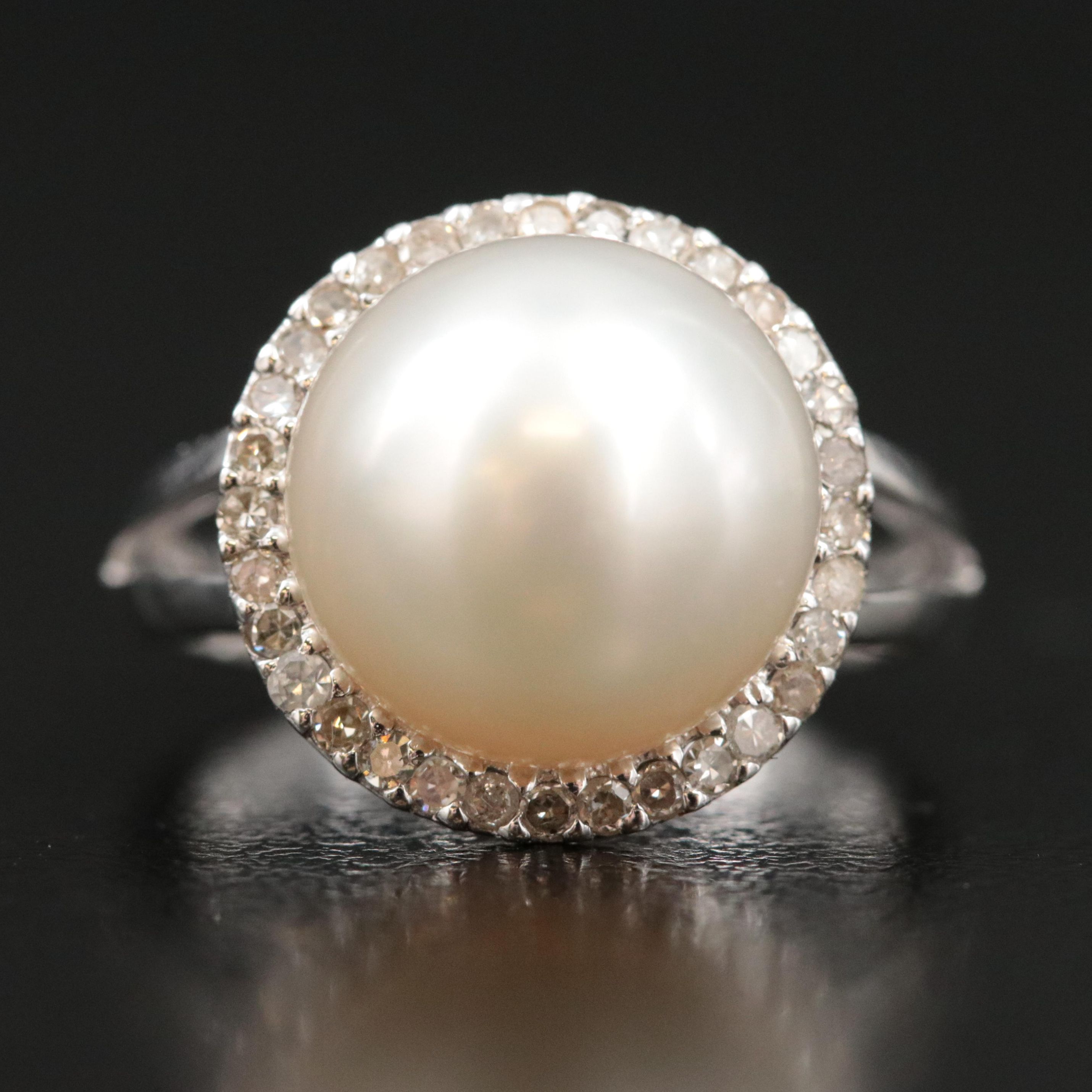 14K Pearl and Diamond Ring