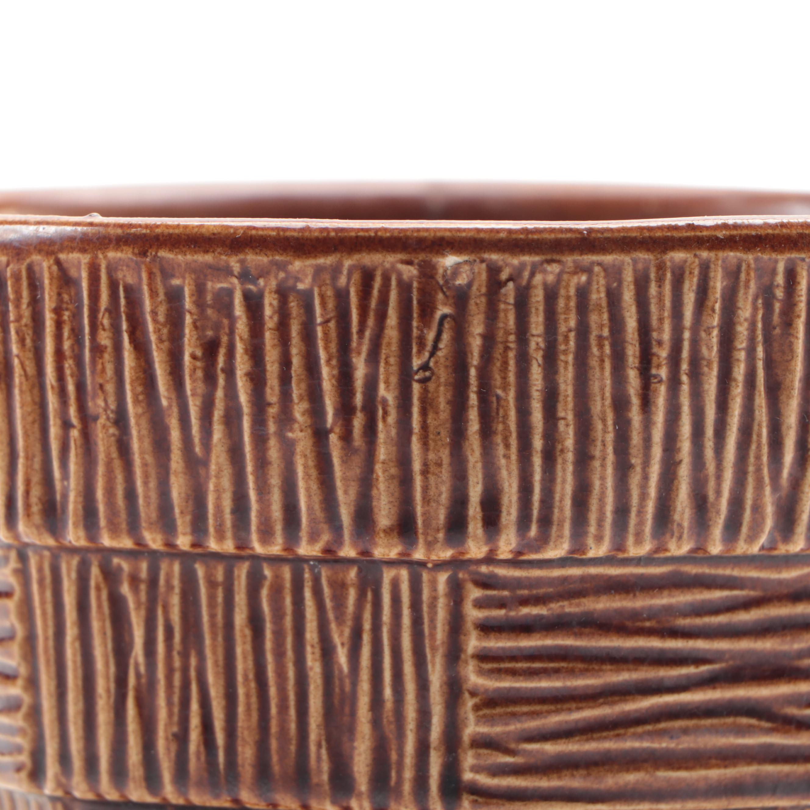 McCoy Pottery Double Handled Strap Vase and Basketweave Planter