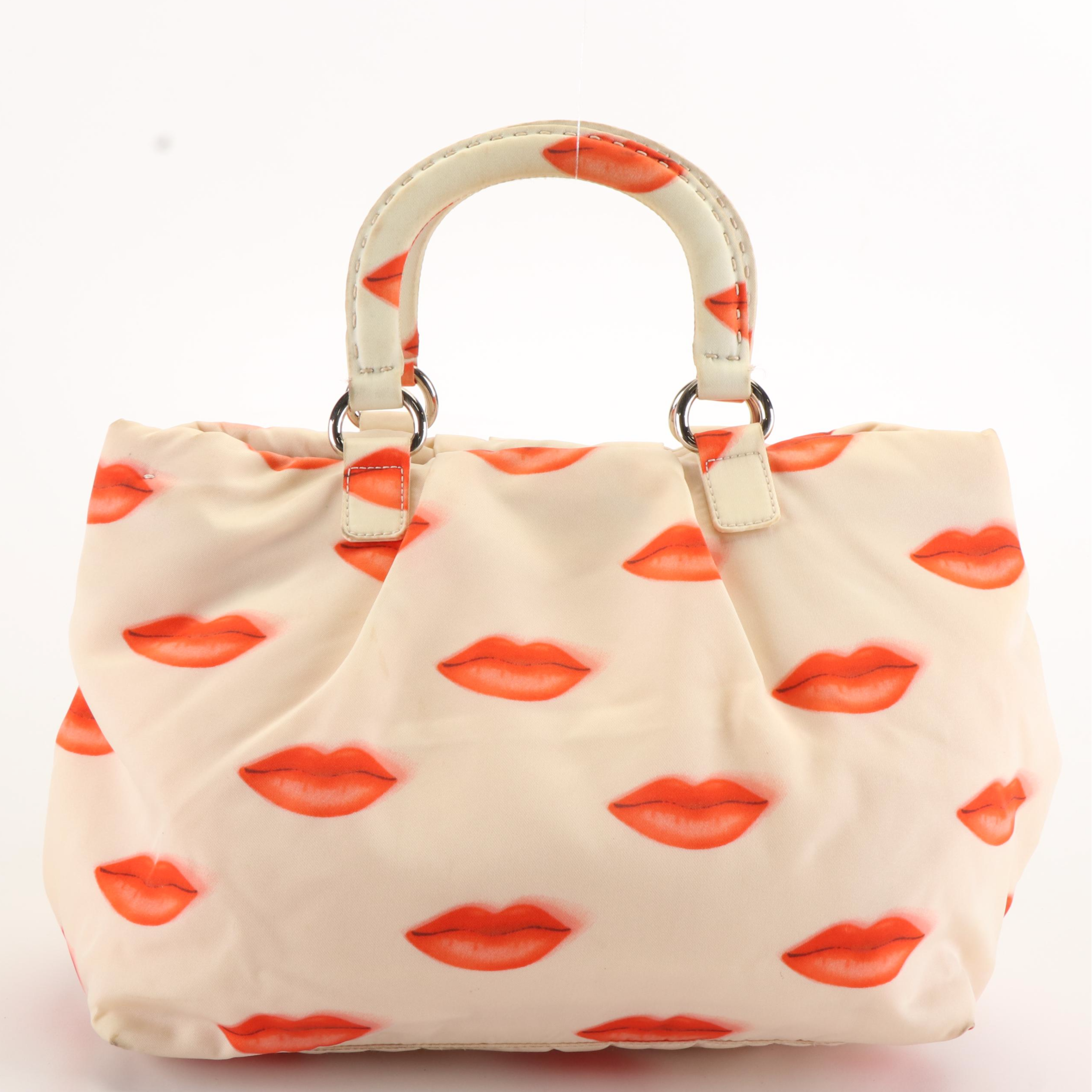 Prada Rouge Lip Kiss Bow Handbag in Nylon