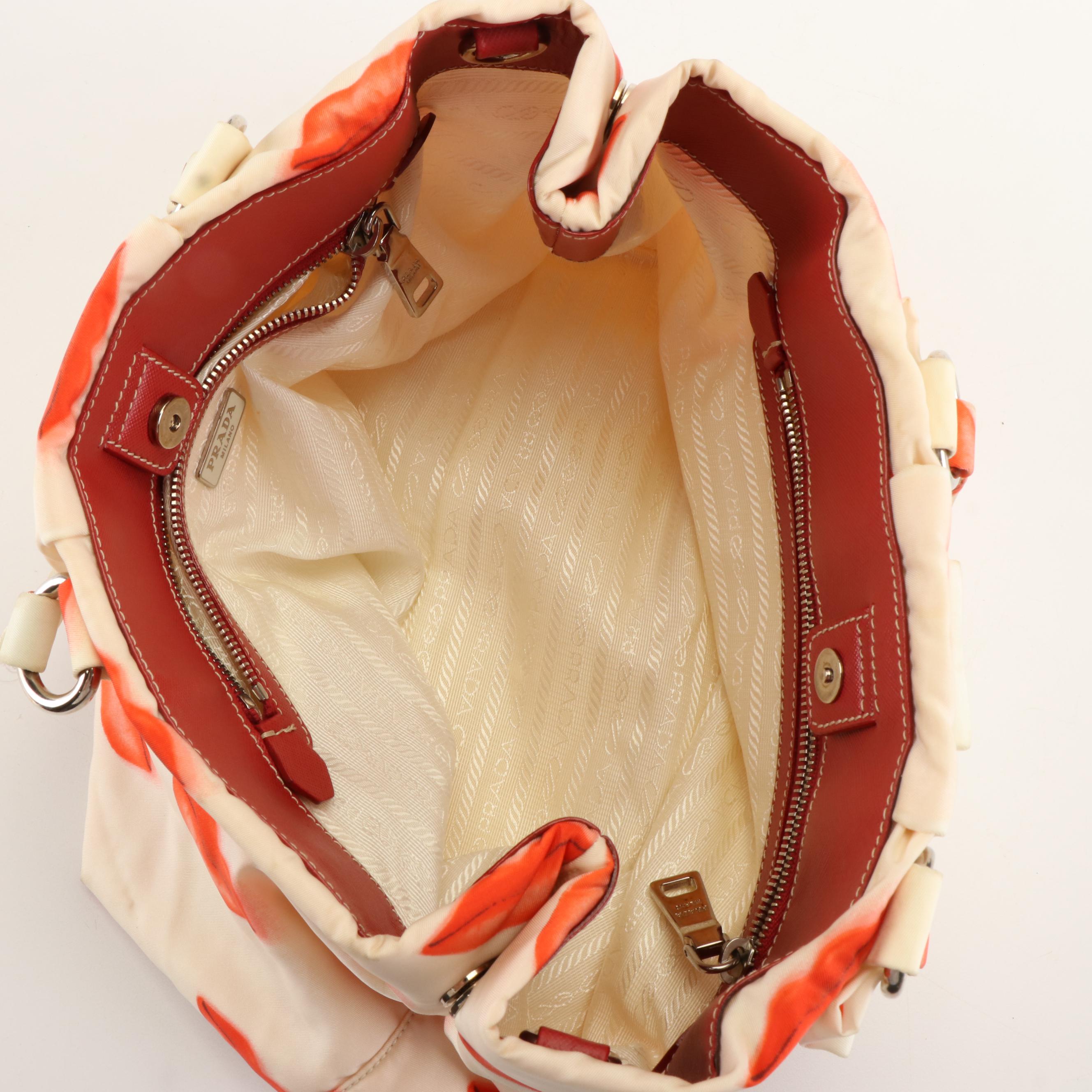 Prada Rouge Lip Kiss Bow Handbag in Nylon