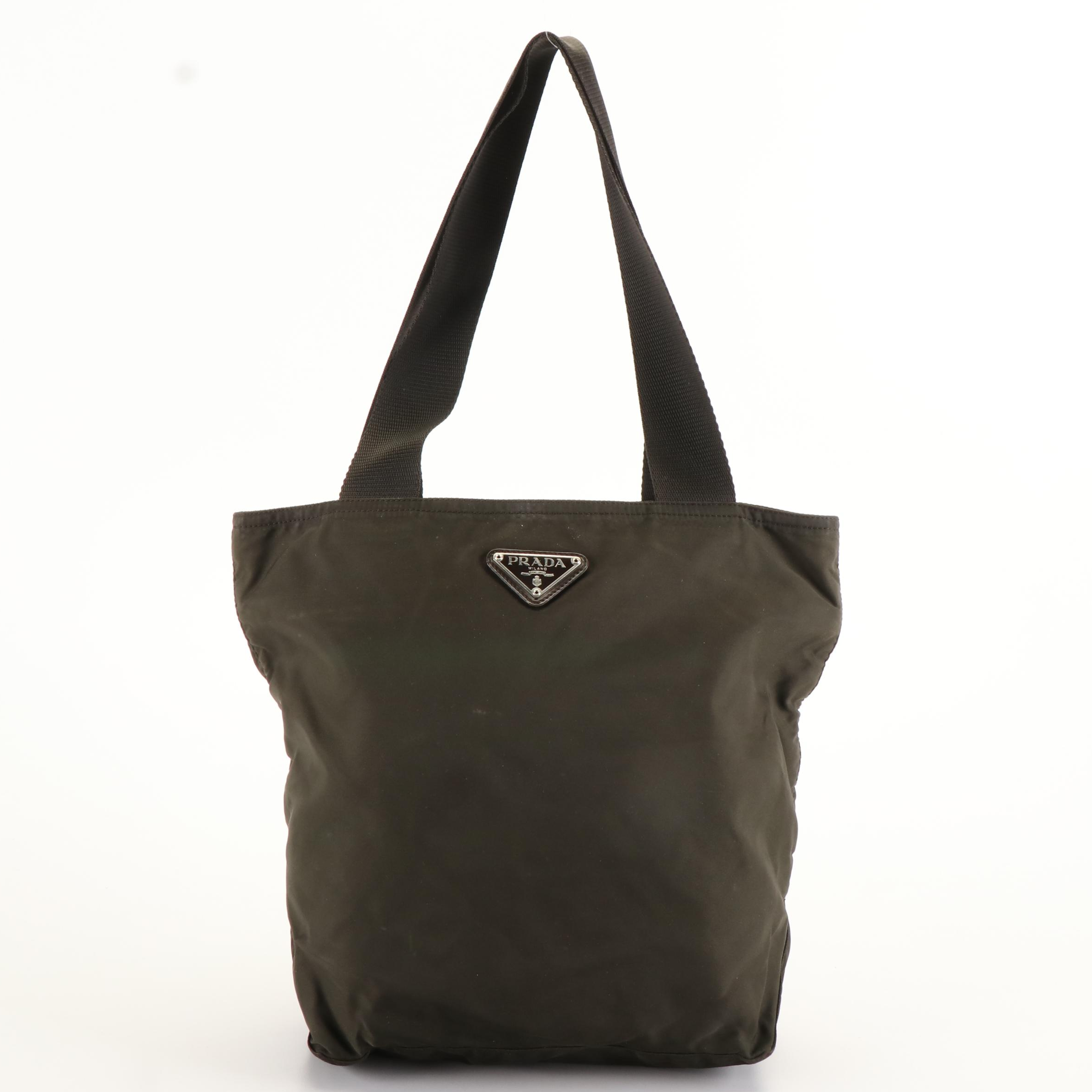 Prada Tessuto Tote Bag in Khaki Green Nylon