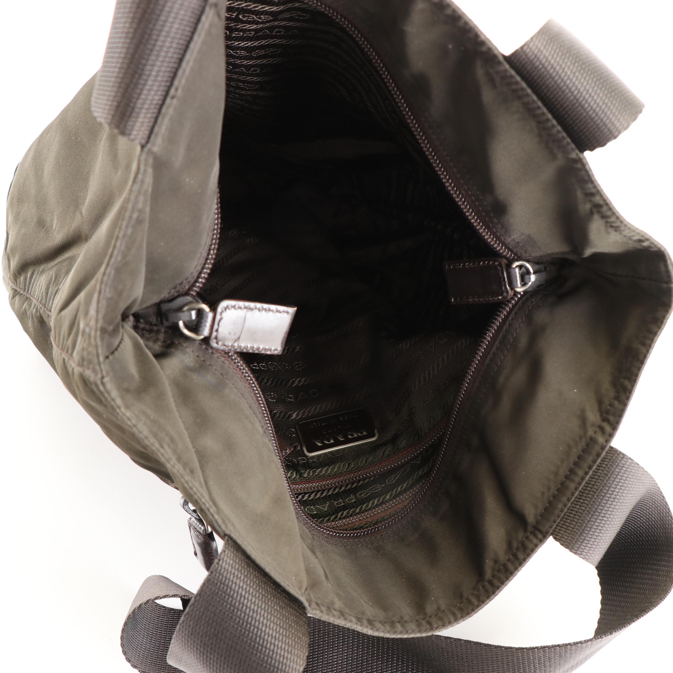 Prada Tessuto Tote Bag in Khaki Green Nylon