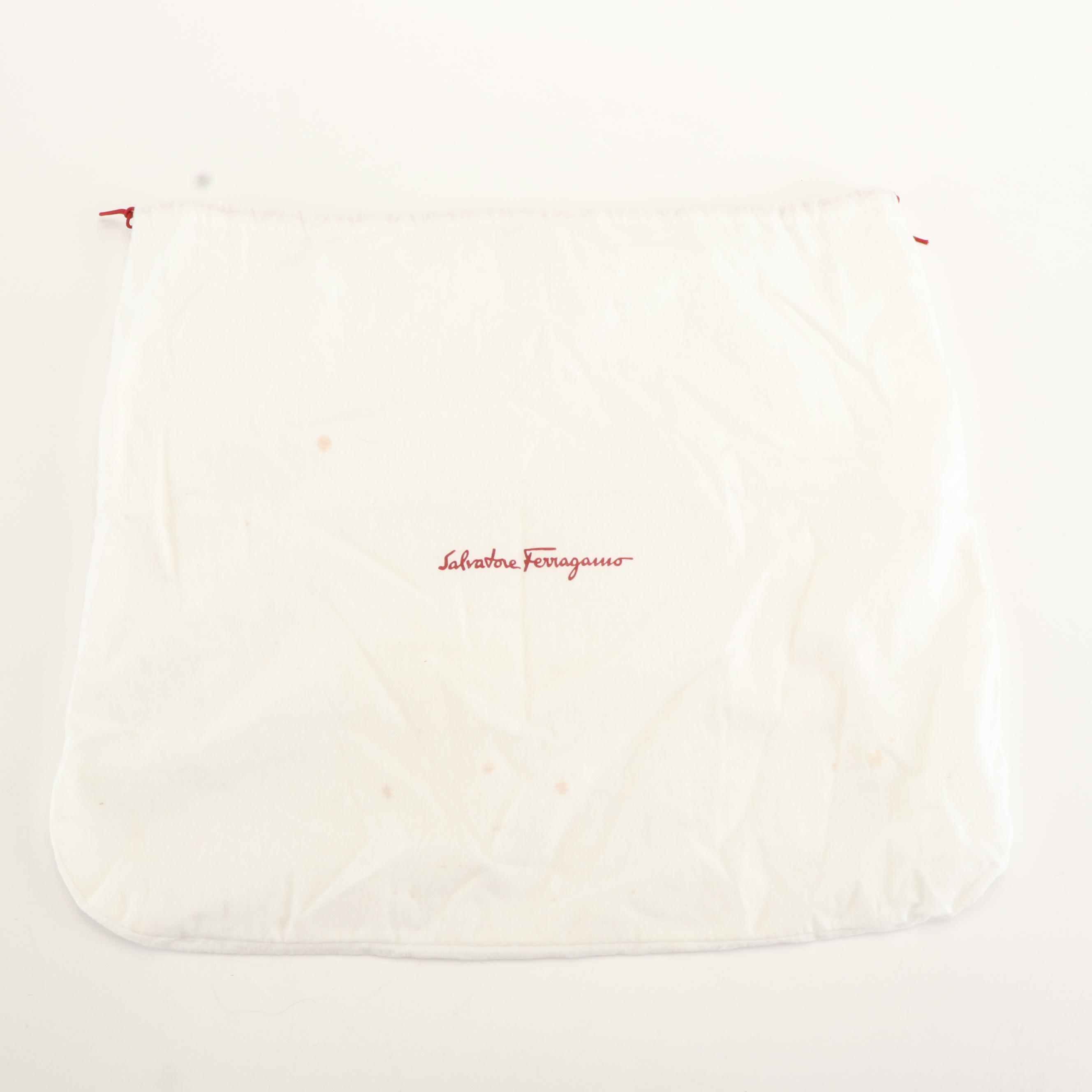 Salvatore Ferragamo Gancini Boston Bag in Black Leather Trimmed Canvas Tweed