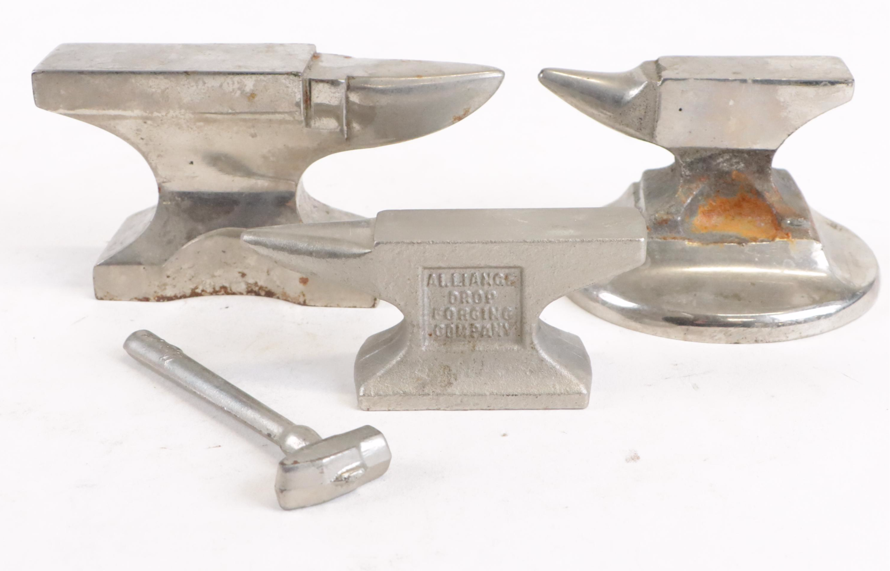 Wooden Typeset Box Filled with Small Anvils and Hammers, Early-Mid 20th Century