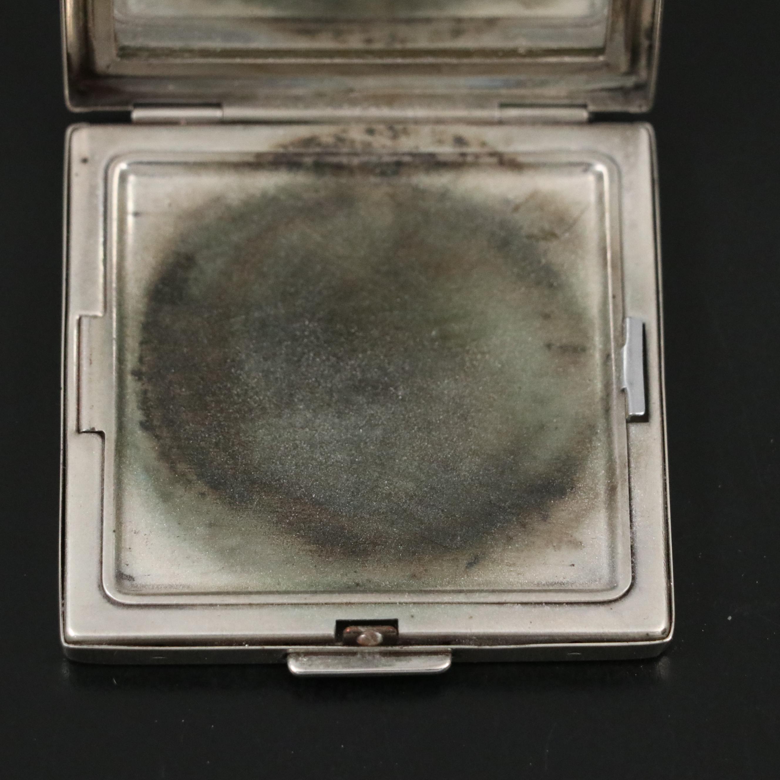 Tiffany & Co. Sterling and 14K Powder Compact with Square Cut Ruby Inlay