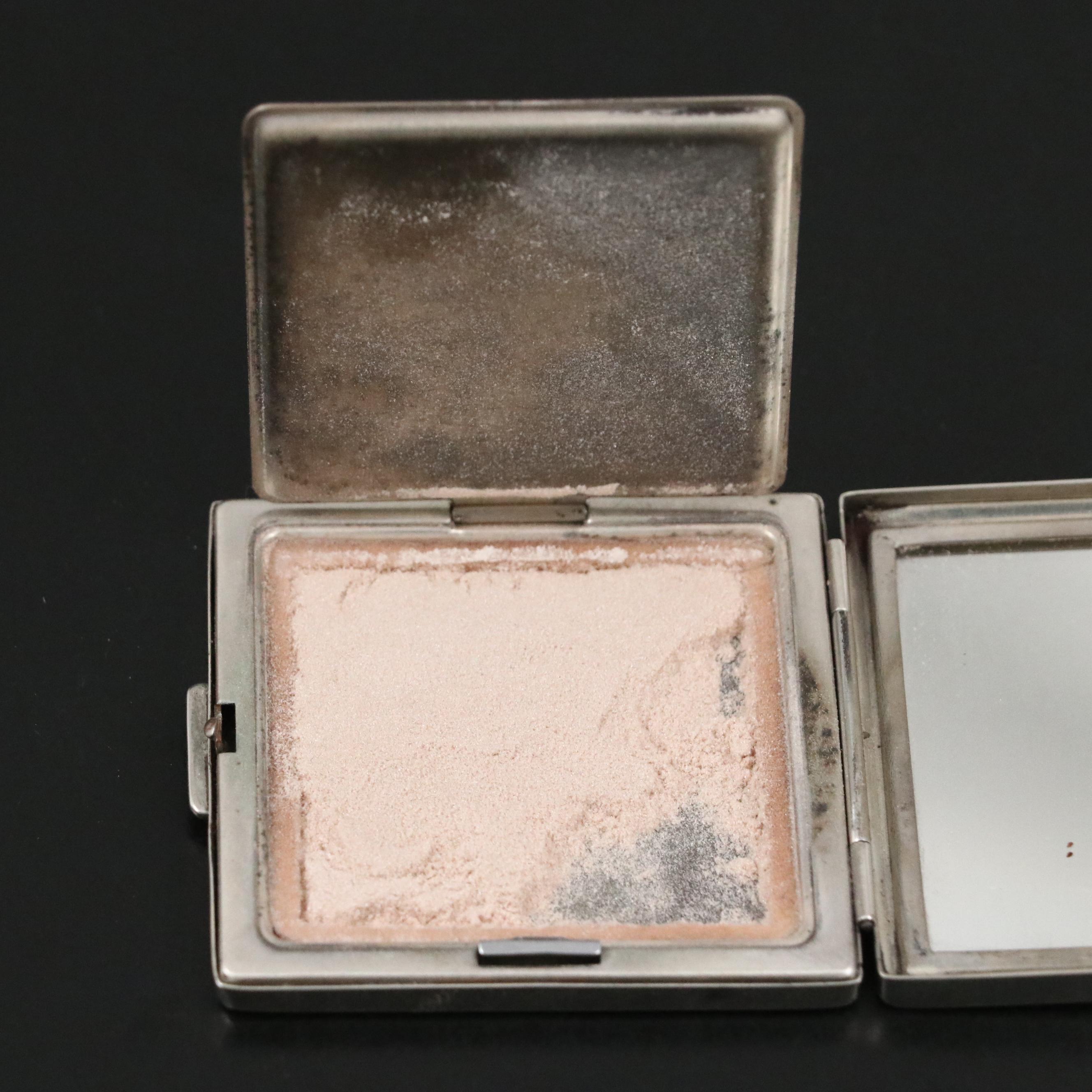 Tiffany & Co. Sterling and 14K Powder Compact with Square Cut Ruby Inlay