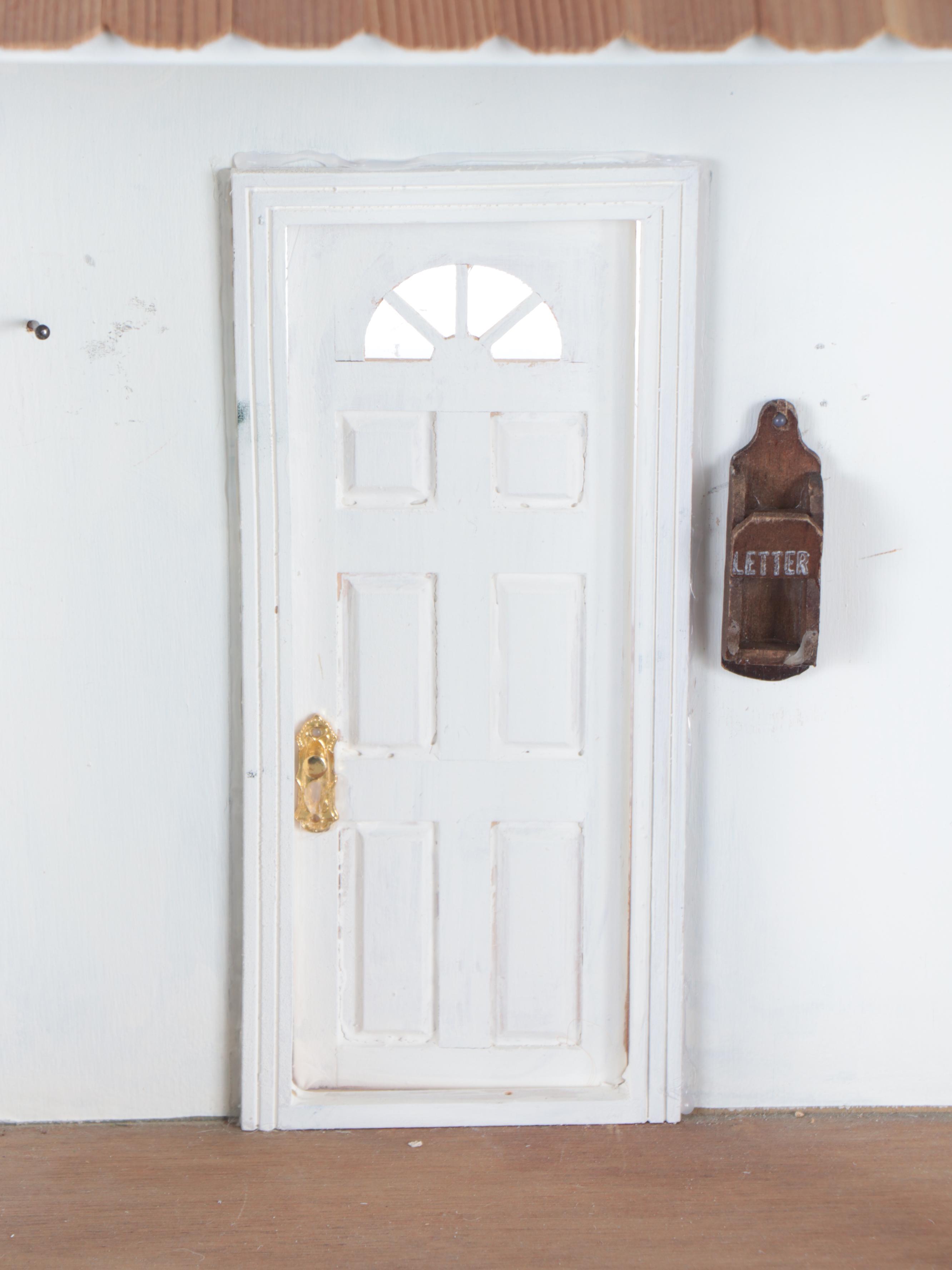 White Dollhouse with Furniture and Accessories