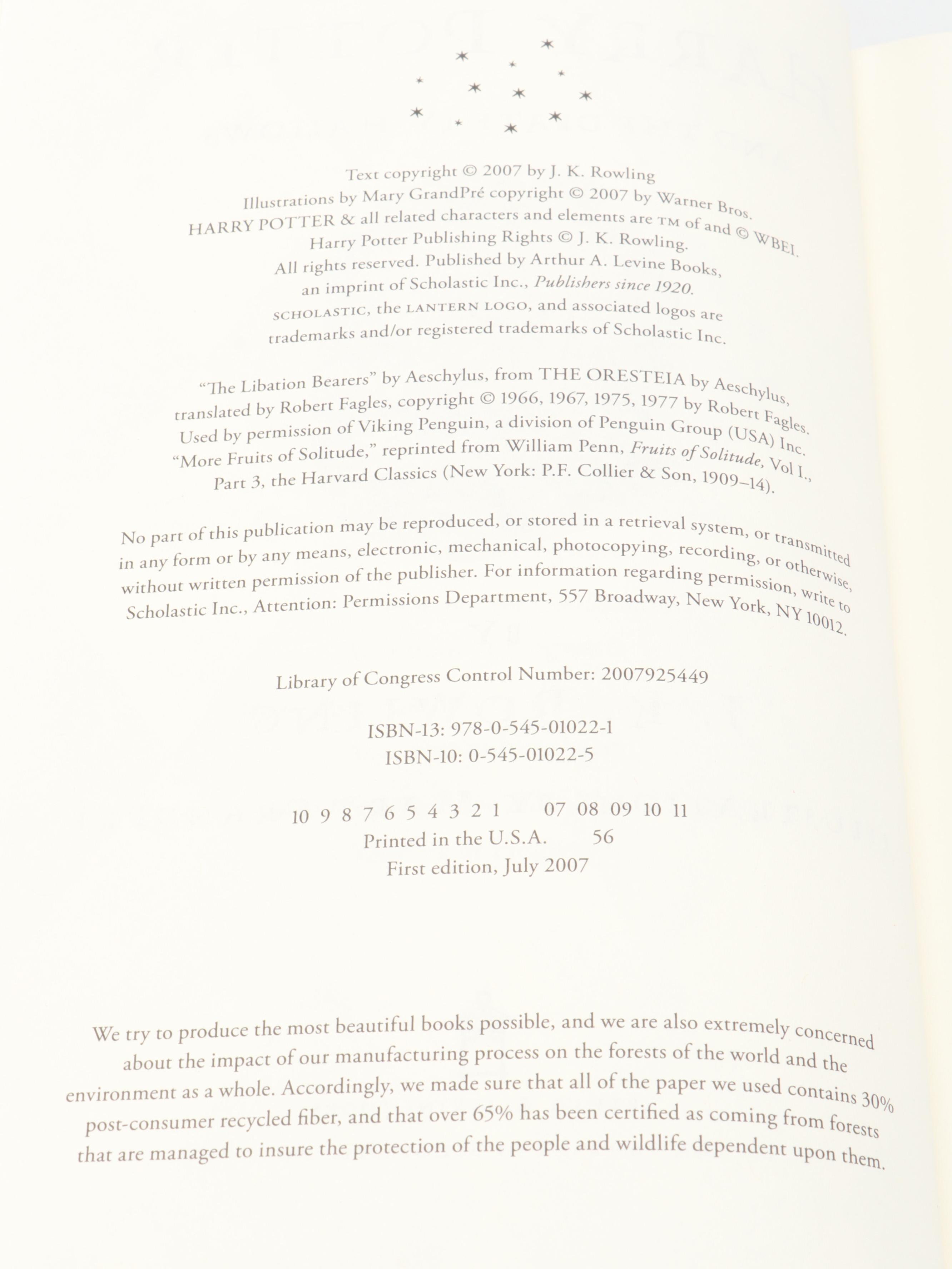 First American Edition "Harry Potter" Complete Series by J. K. Rowling