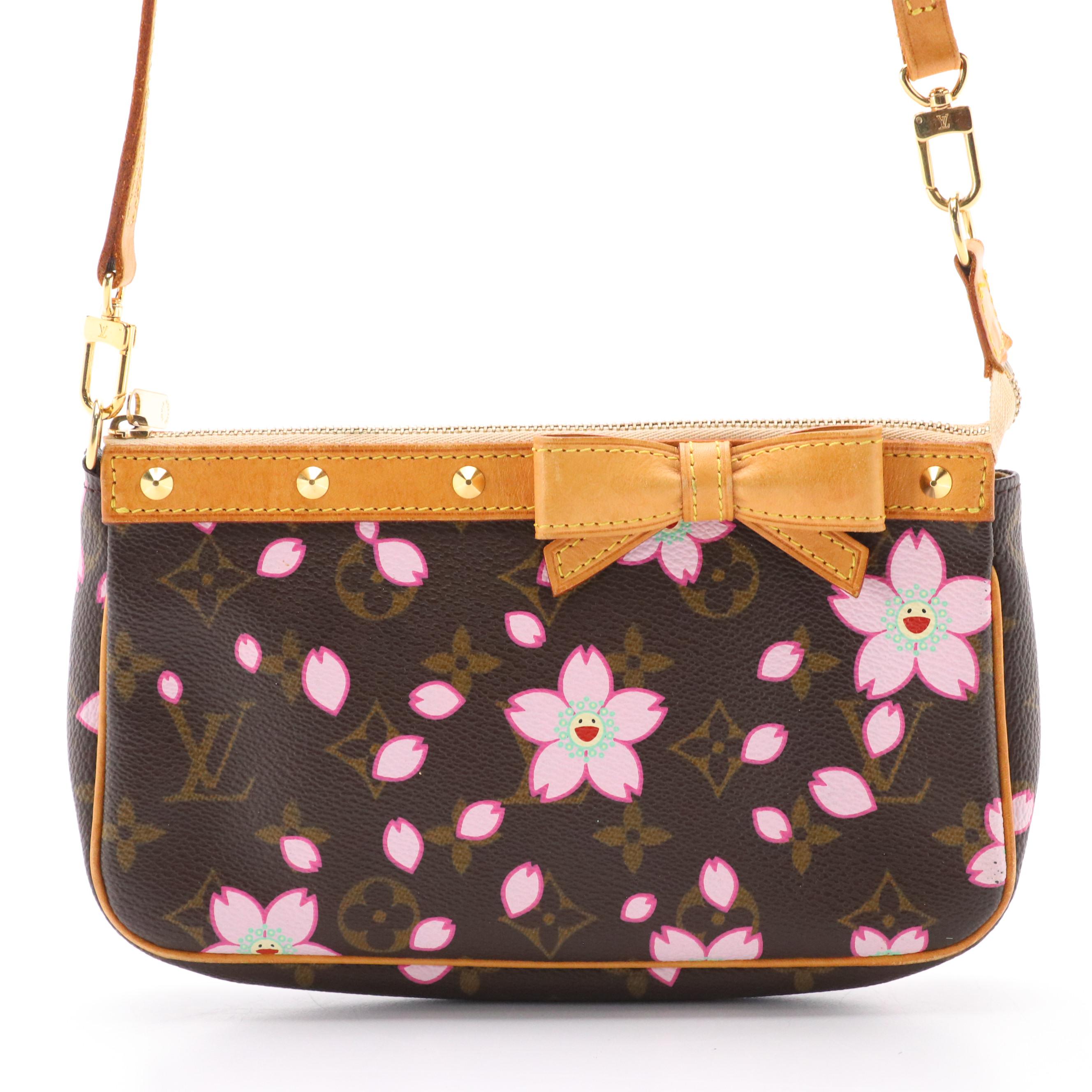 Louis Vuitton x Takashi Murakami Pochette Bag in Cherry Blossom Monogram Canvas
