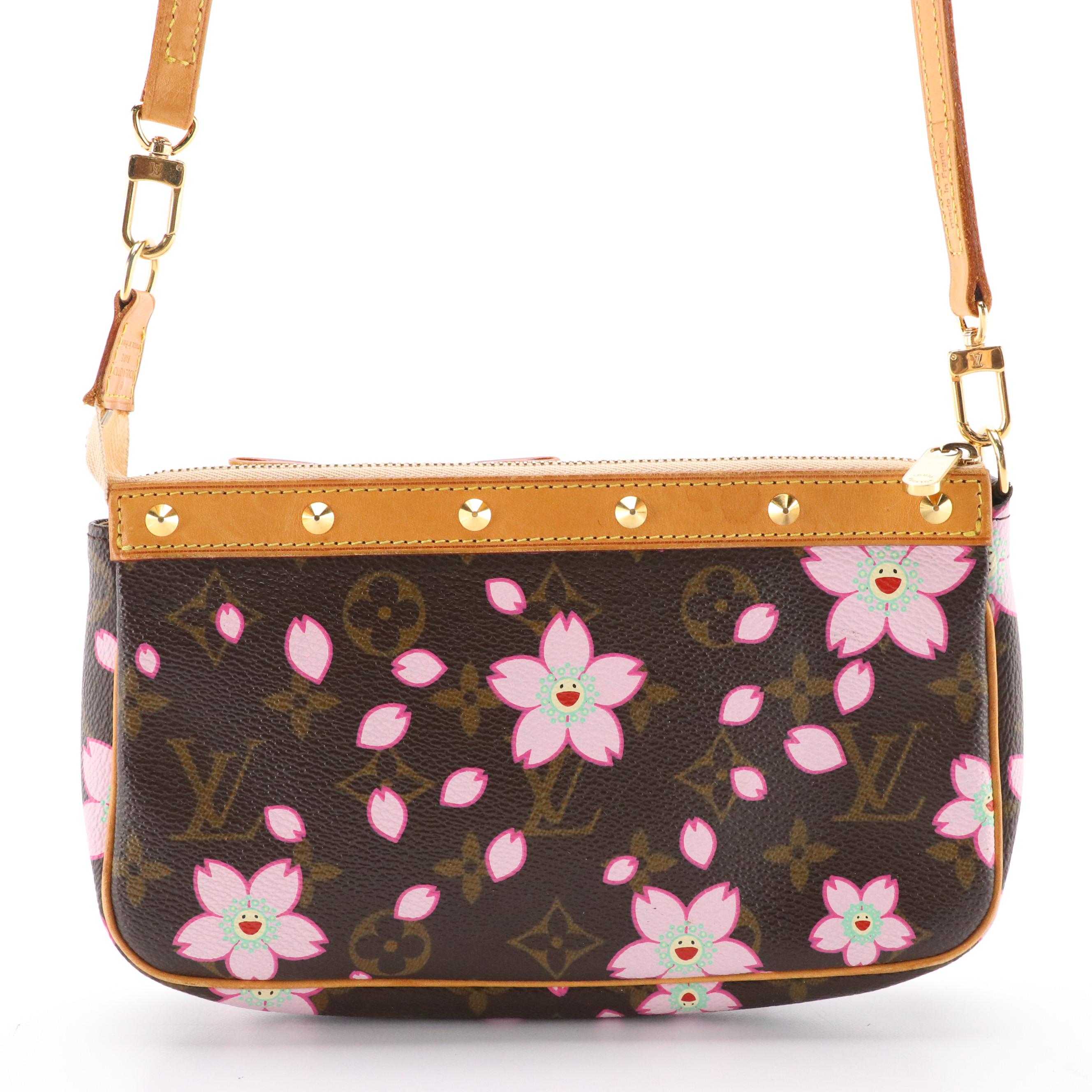 Louis Vuitton x Takashi Murakami Pochette Bag in Cherry Blossom Monogram Canvas