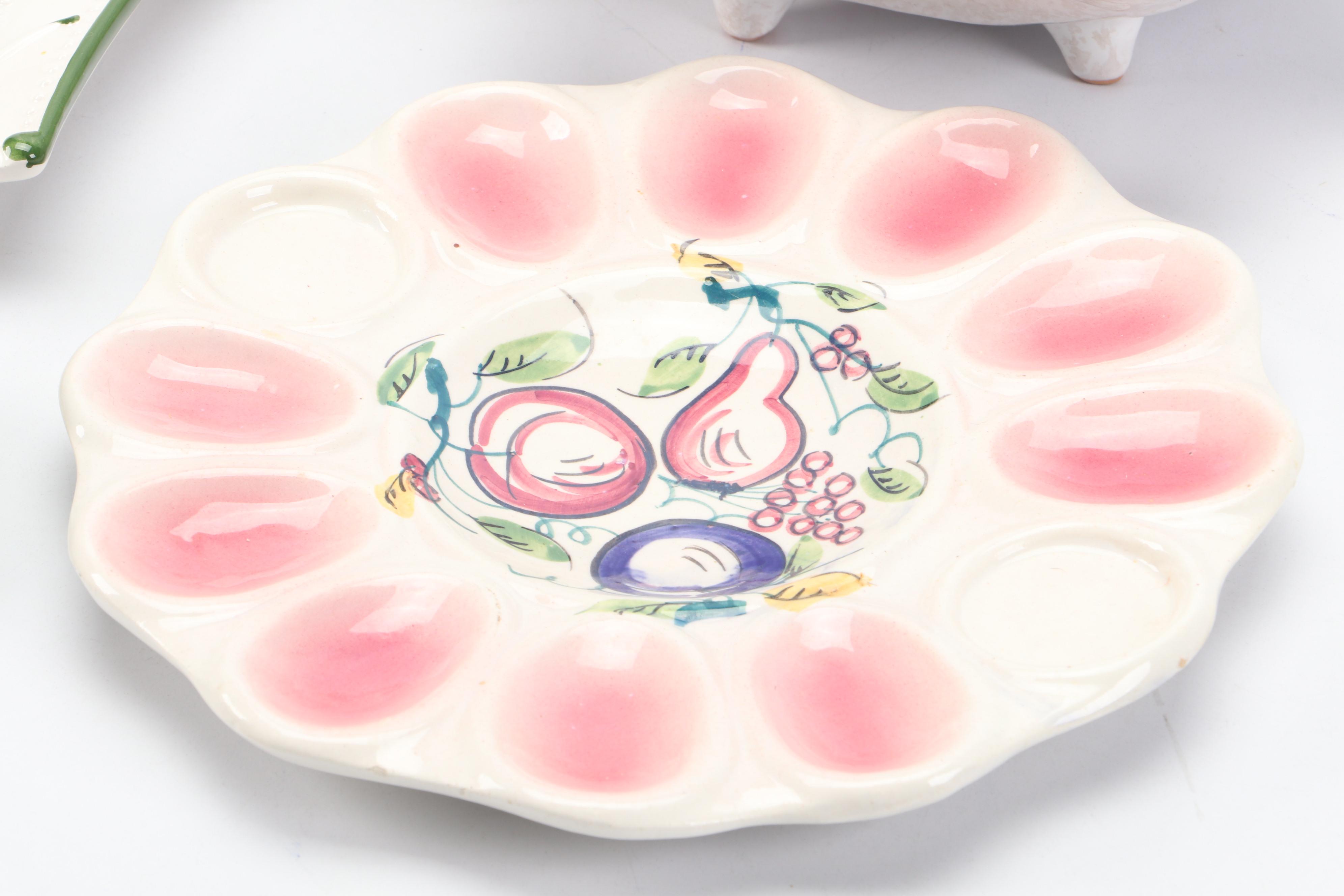 Italian Capodimonte Flowers with More Hand-Painted Ceramic Table Accessories