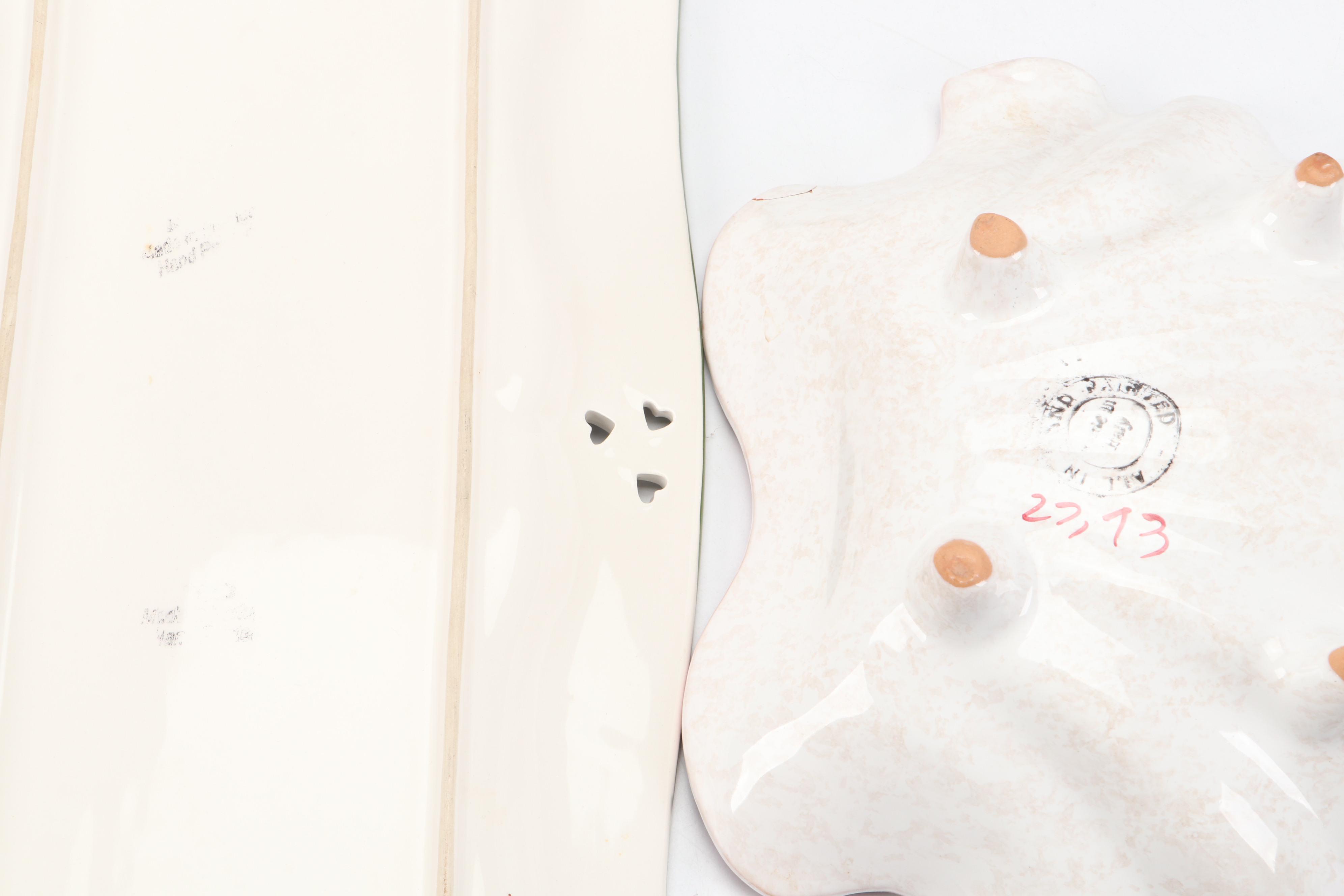 Italian Capodimonte Flowers with More Hand-Painted Ceramic Table Accessories