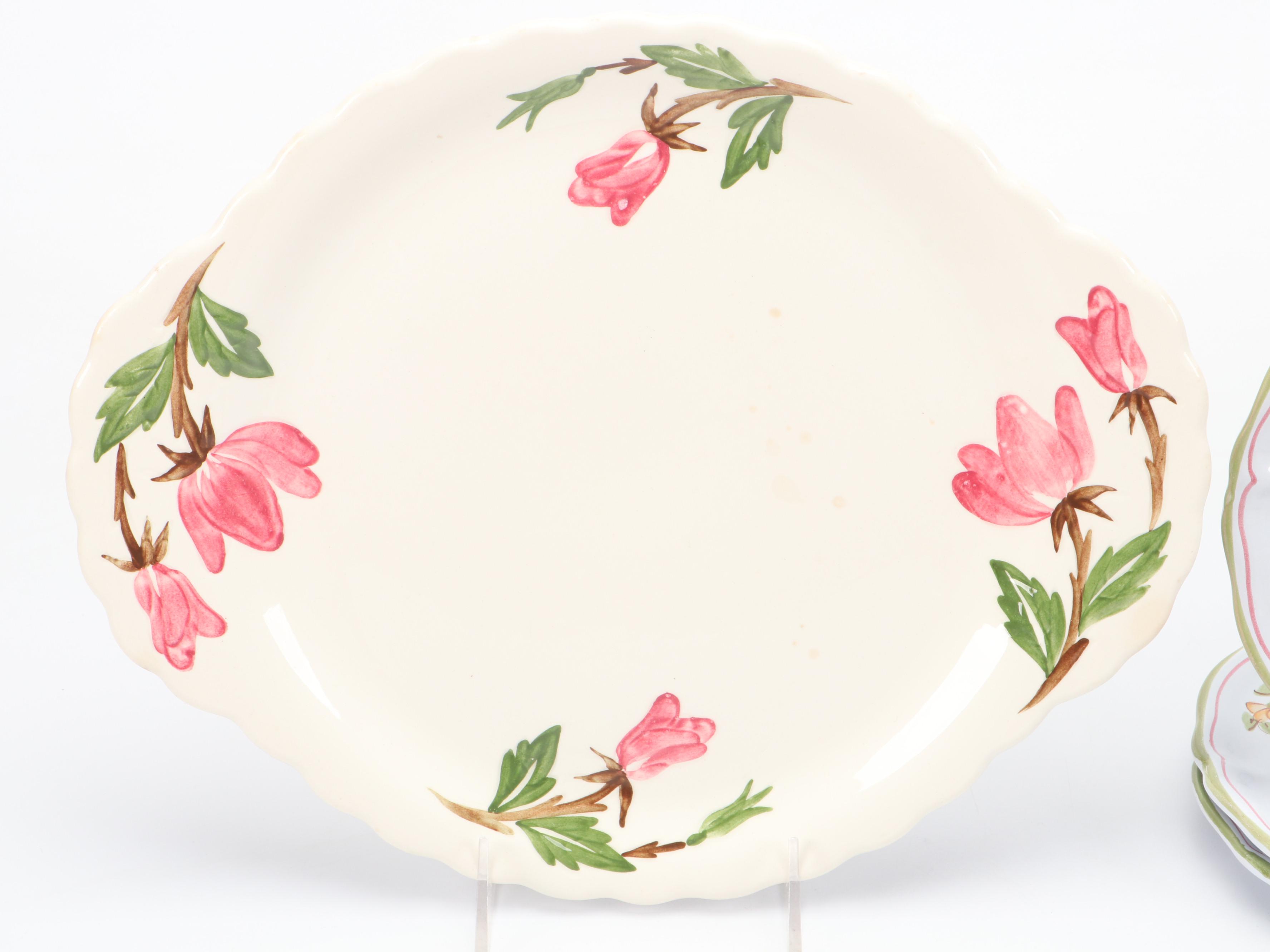 Italian Capodimonte Flowers with More Hand-Painted Ceramic Table Accessories