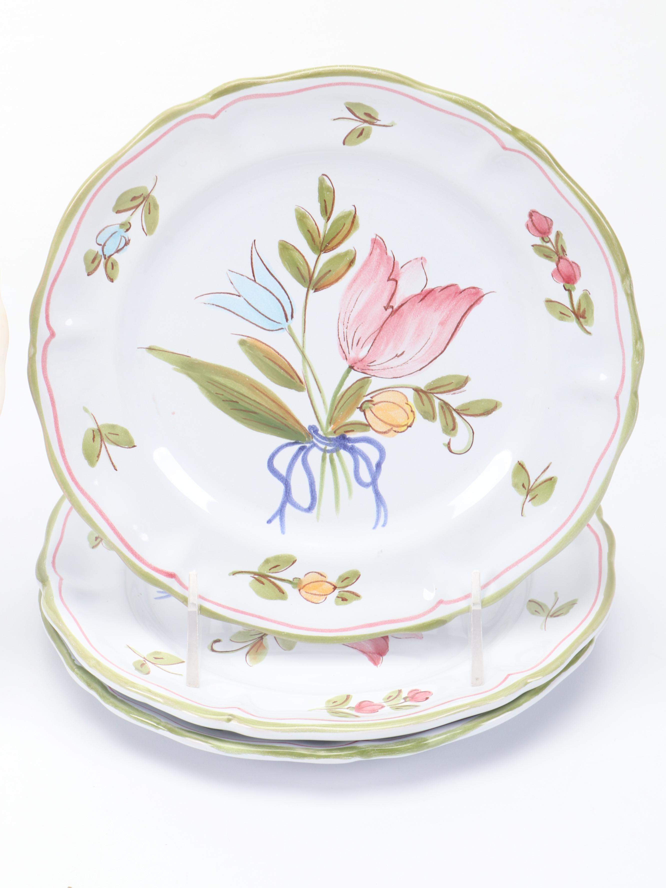 Italian Capodimonte Flowers with More Hand-Painted Ceramic Table Accessories