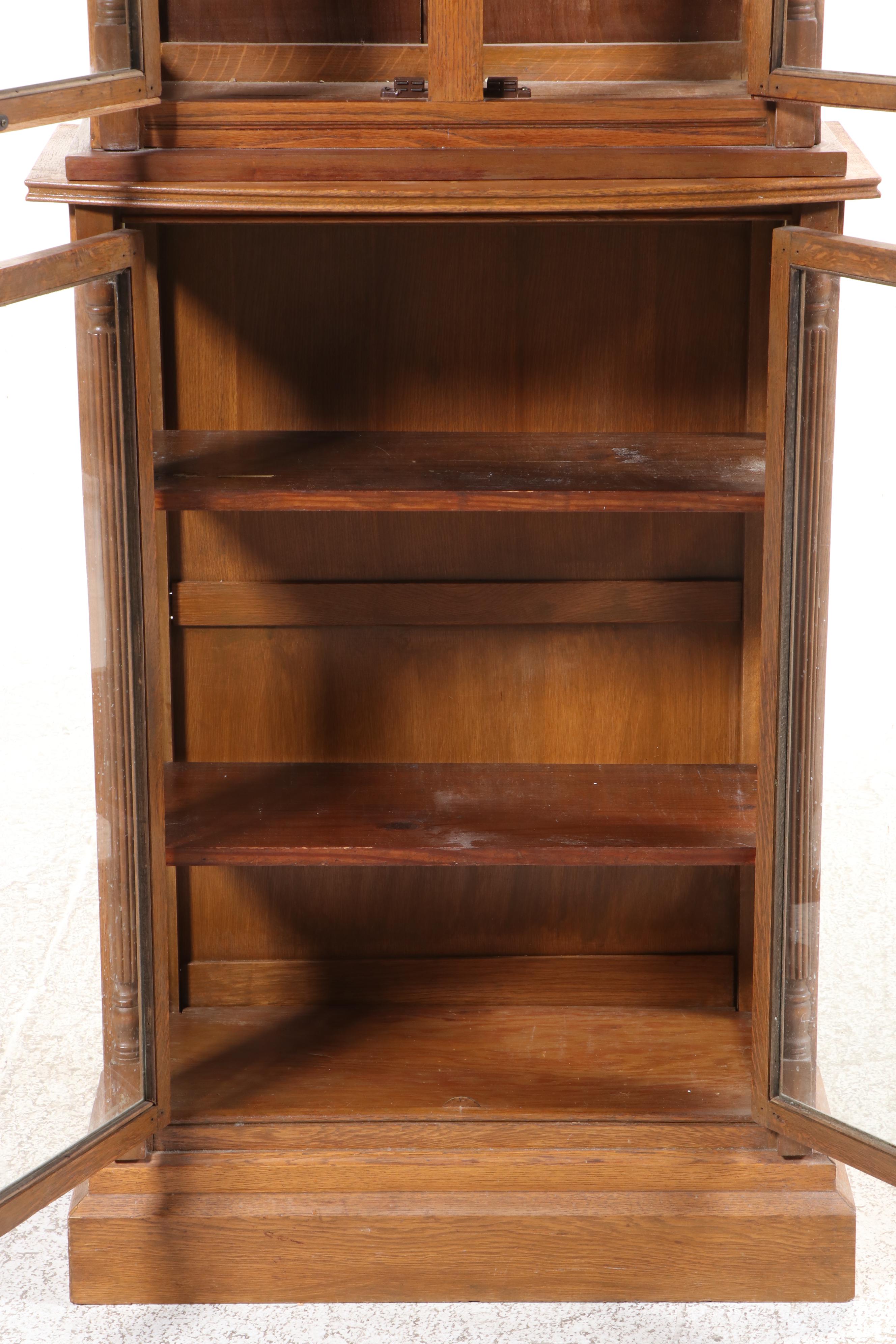 Federal Style Oak and Glass Display Cabinet, 20th Century