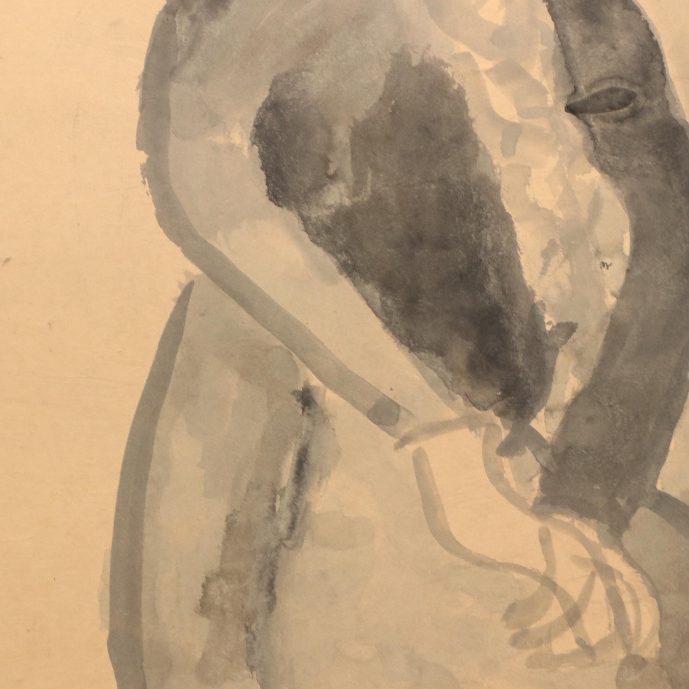 Itamar Siani Figural Ink Drawing, 1960