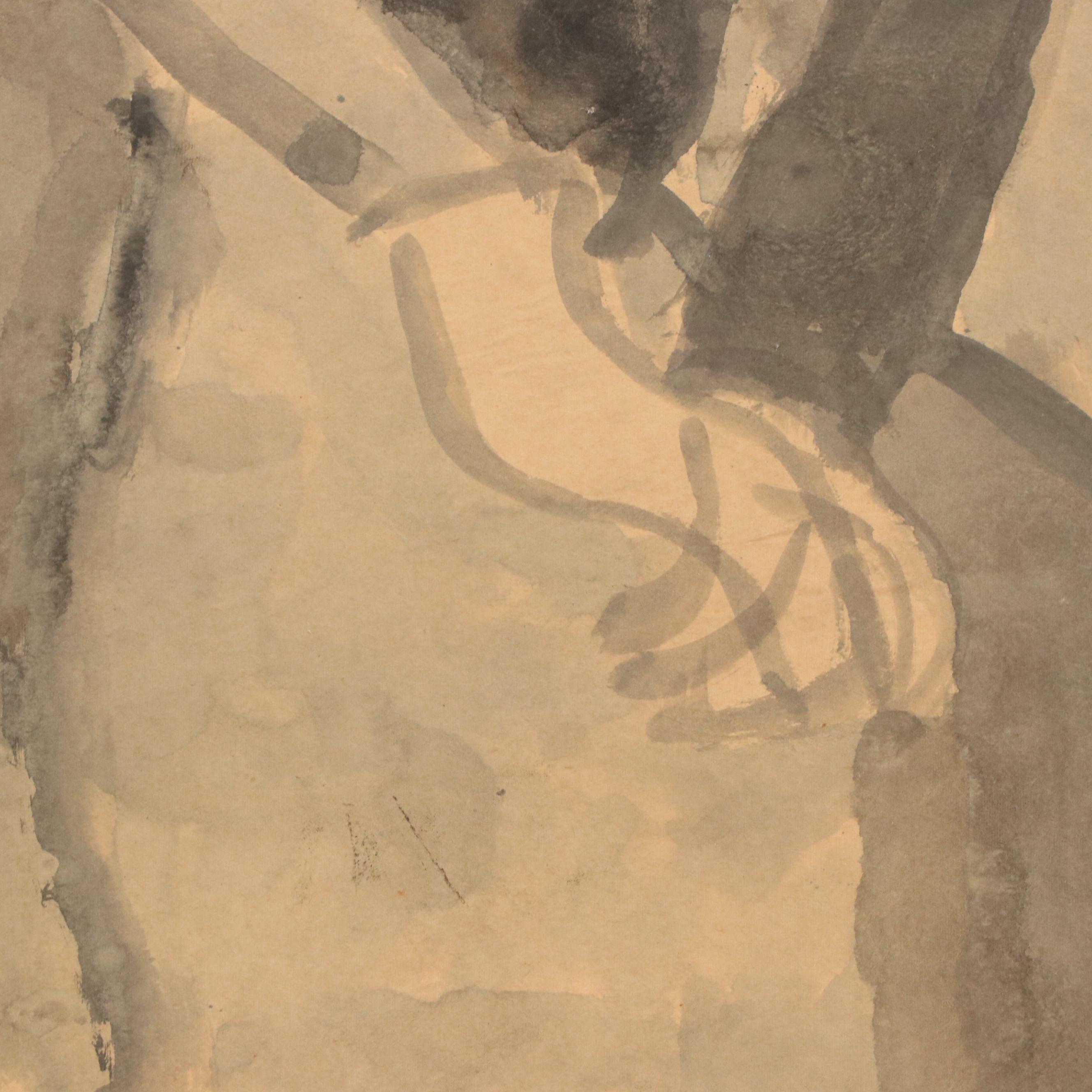 Itamar Siani Figural Ink Drawing, 1960