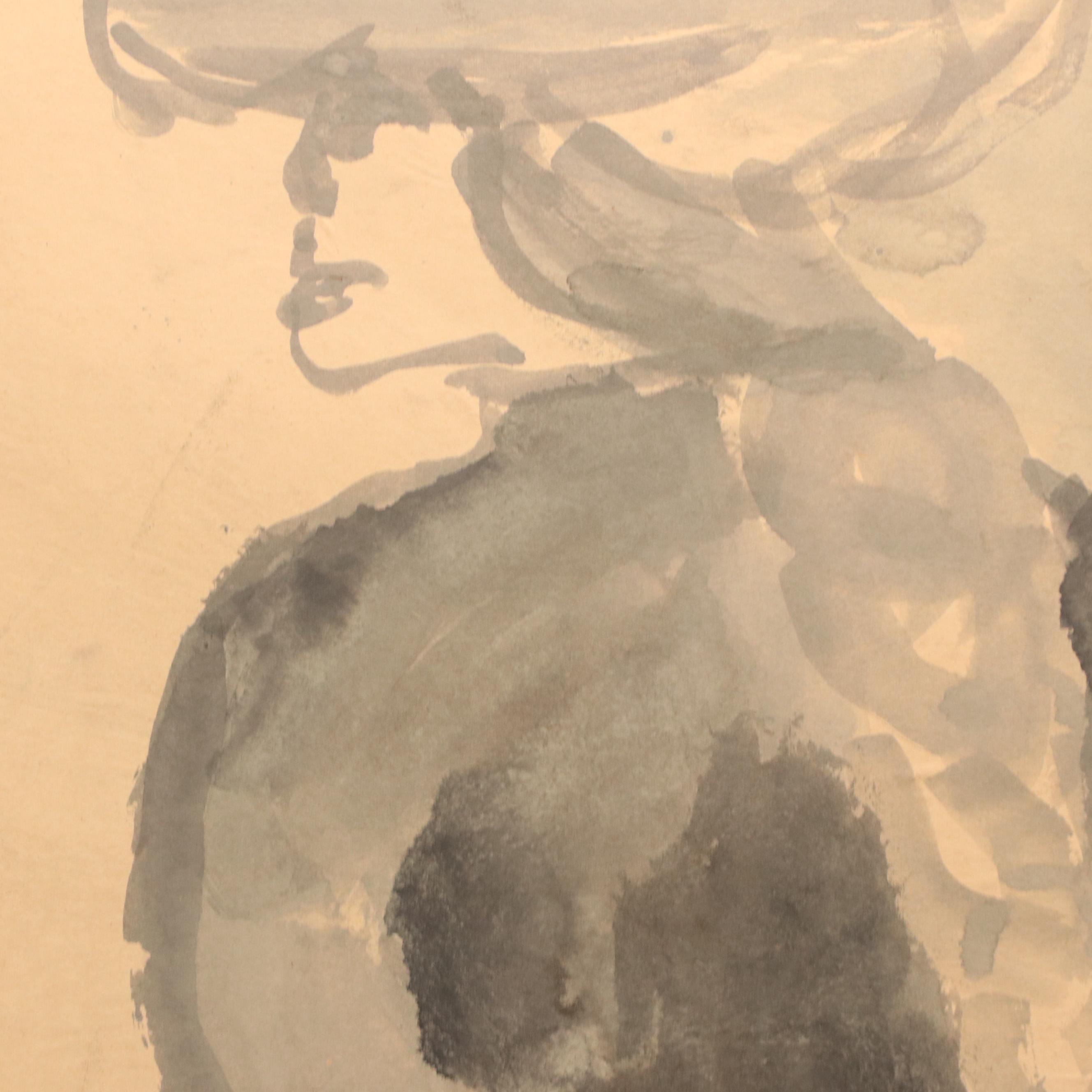 Itamar Siani Figural Ink Drawing, 1960