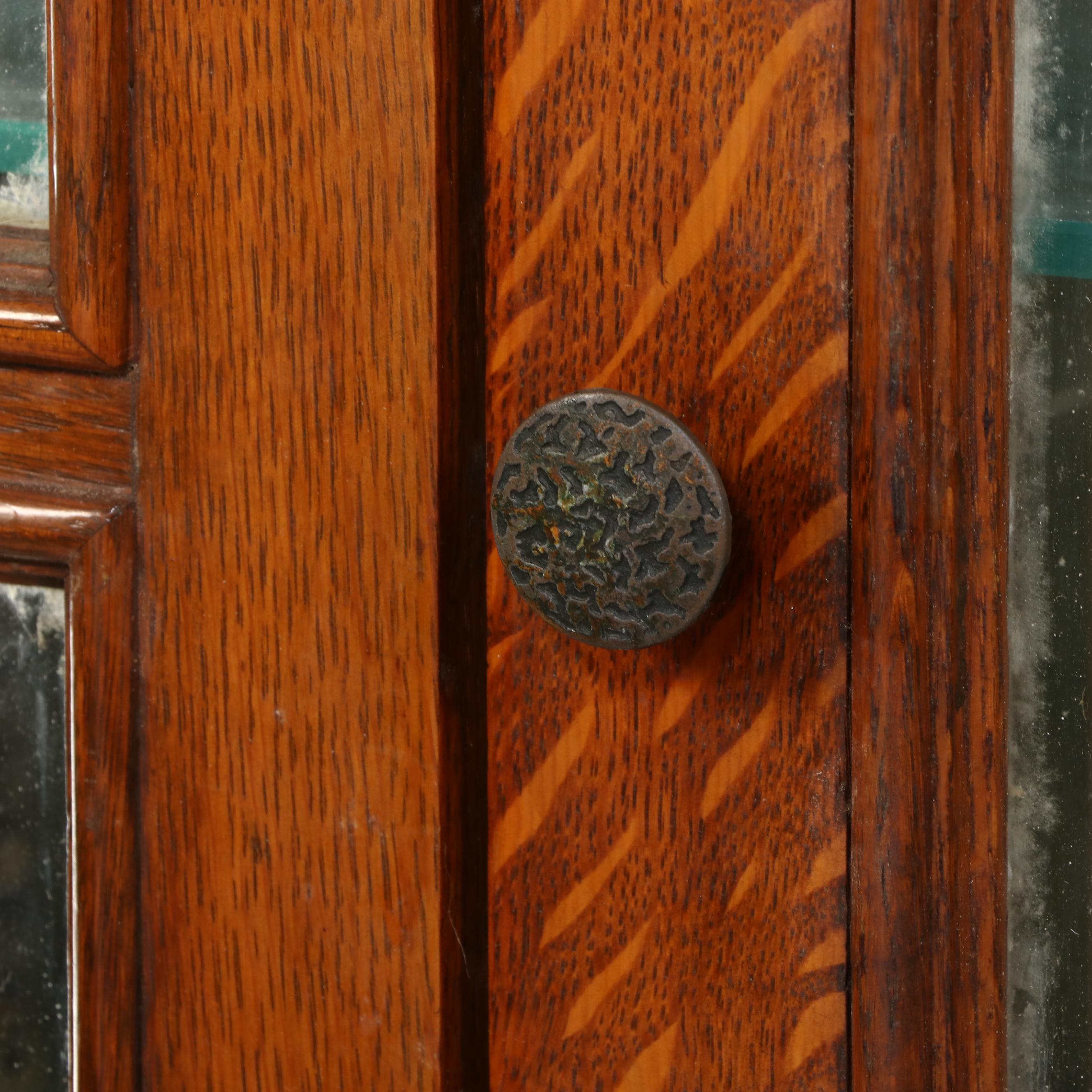 Victorian Style Walnut, Burl Walnut, Quartersawn Oak Display Cabinet