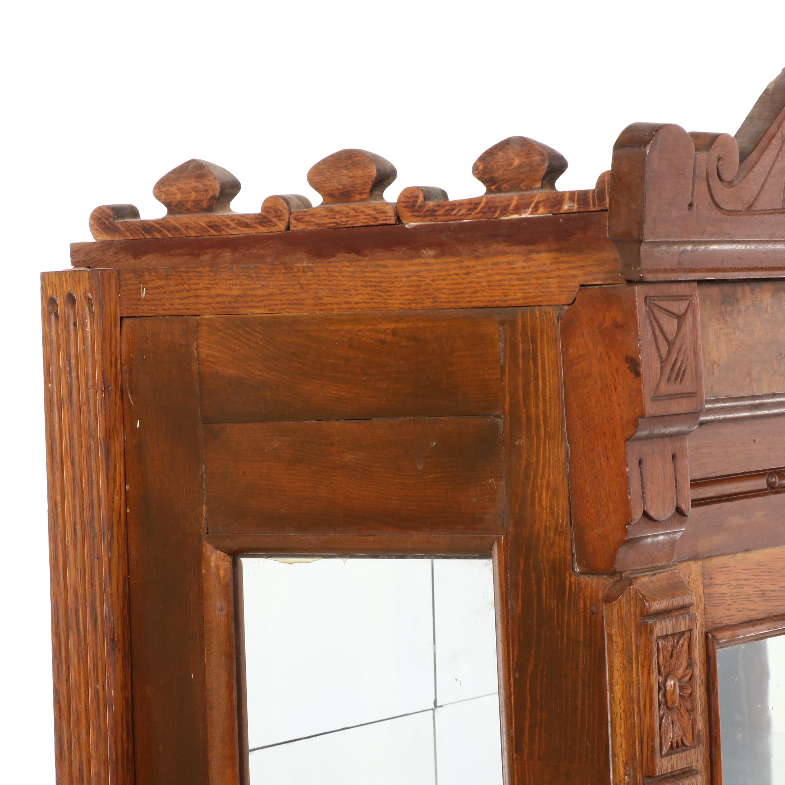 Victorian Style Walnut, Burl Walnut, Quartersawn Oak Display Cabinet