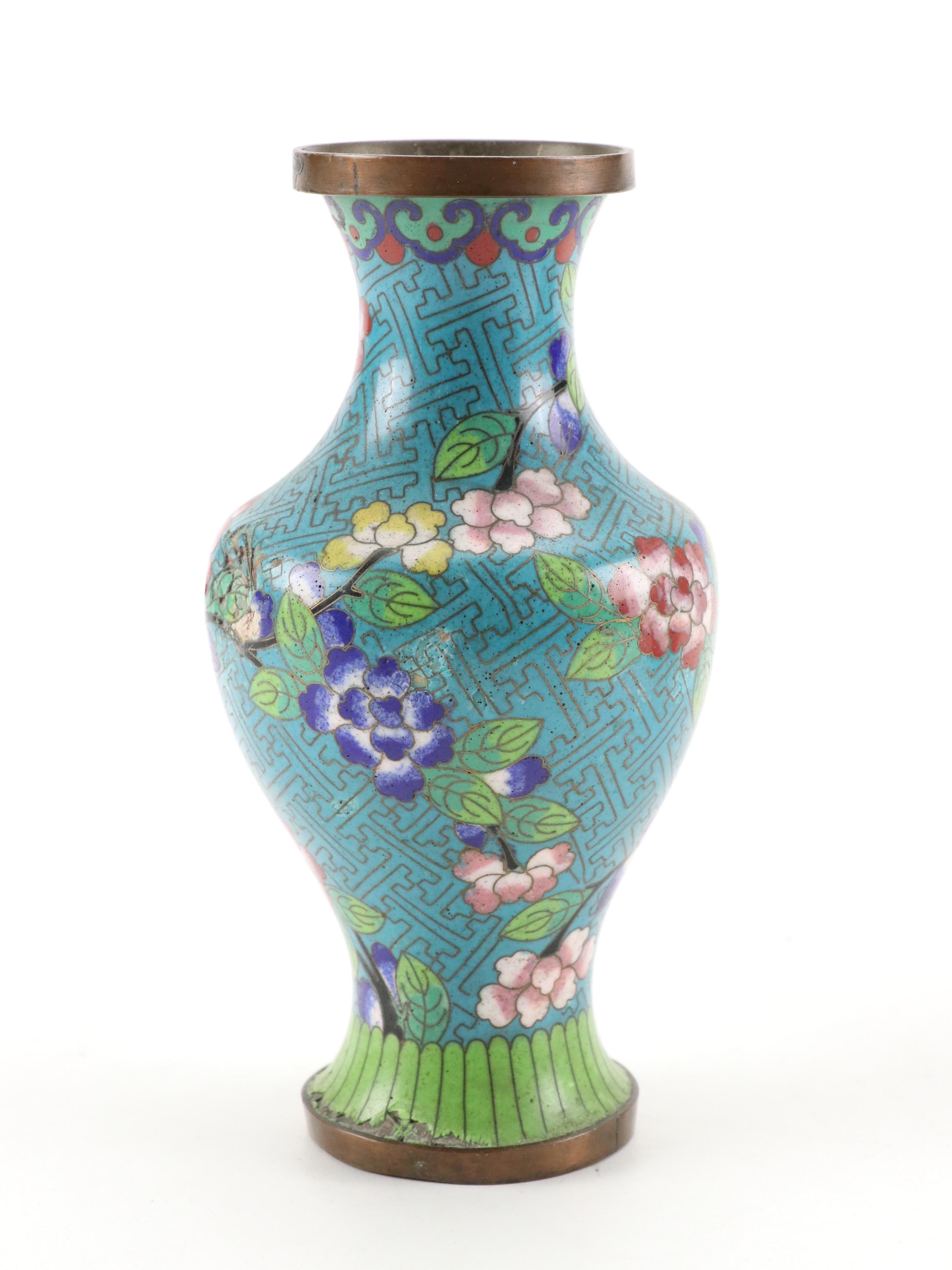 Chinese Cloisonné Enamel Over Metal Vases