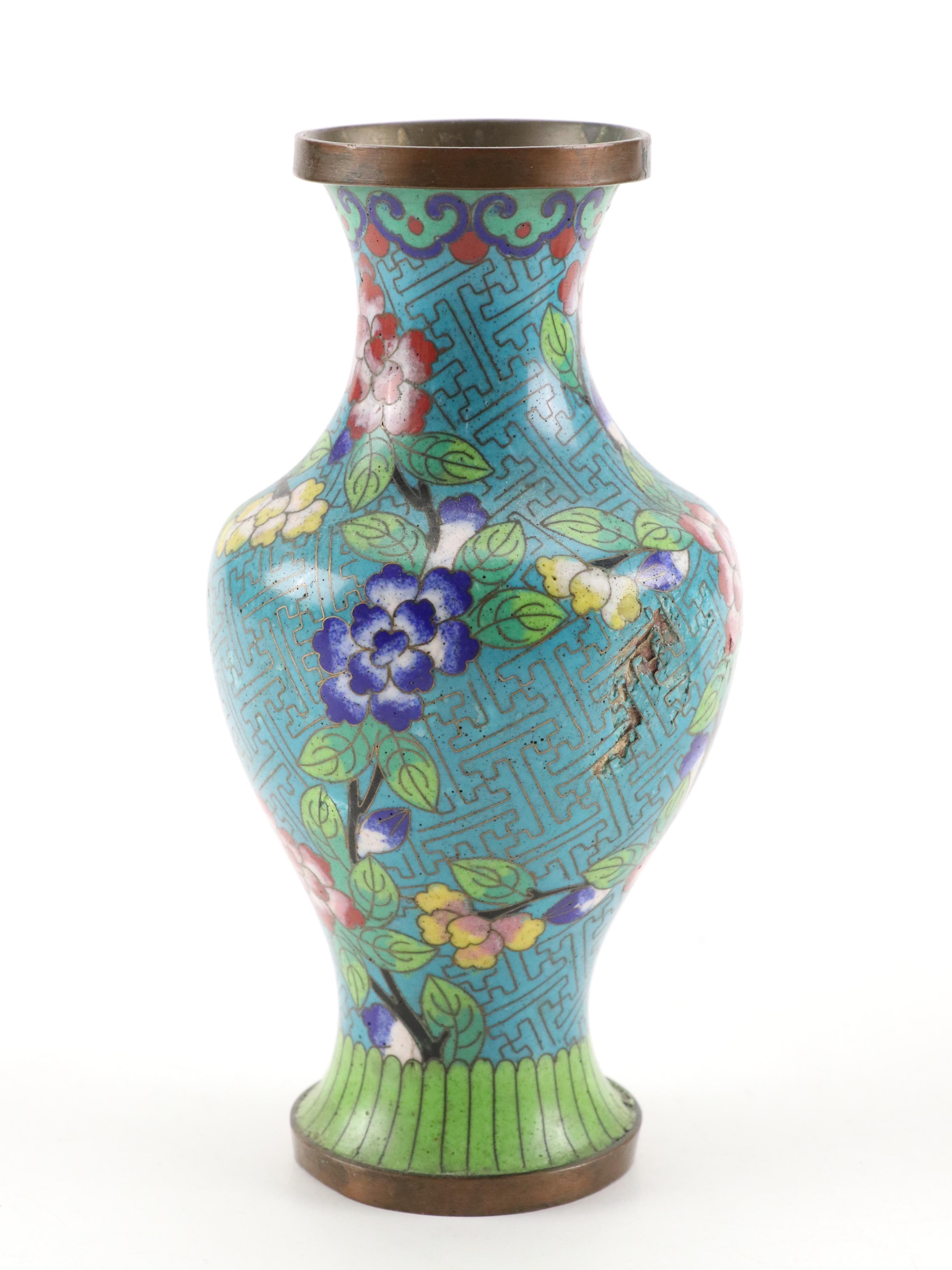 Chinese Cloisonné Enamel Over Metal Vases