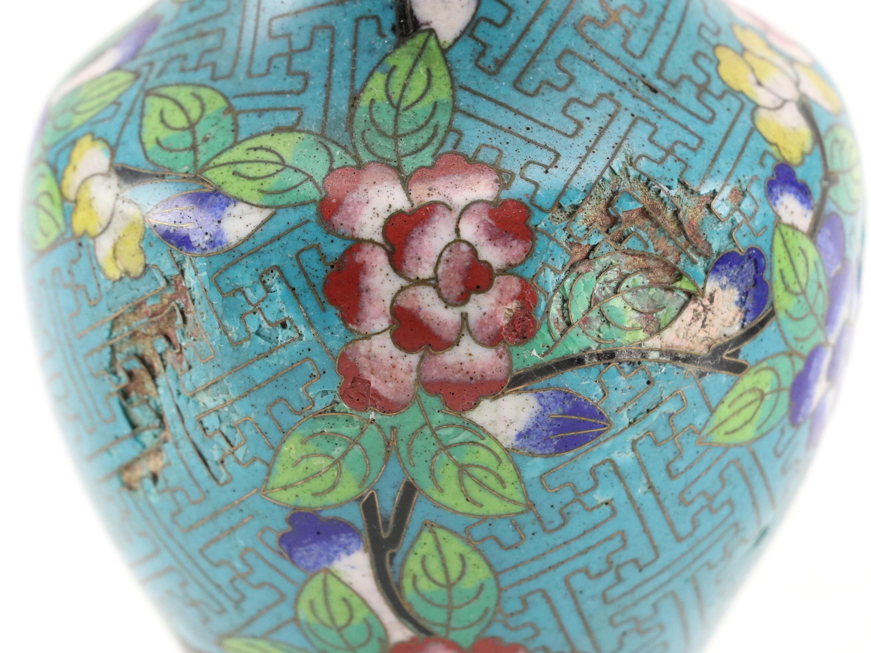 Chinese Cloisonné Enamel Over Metal Vases