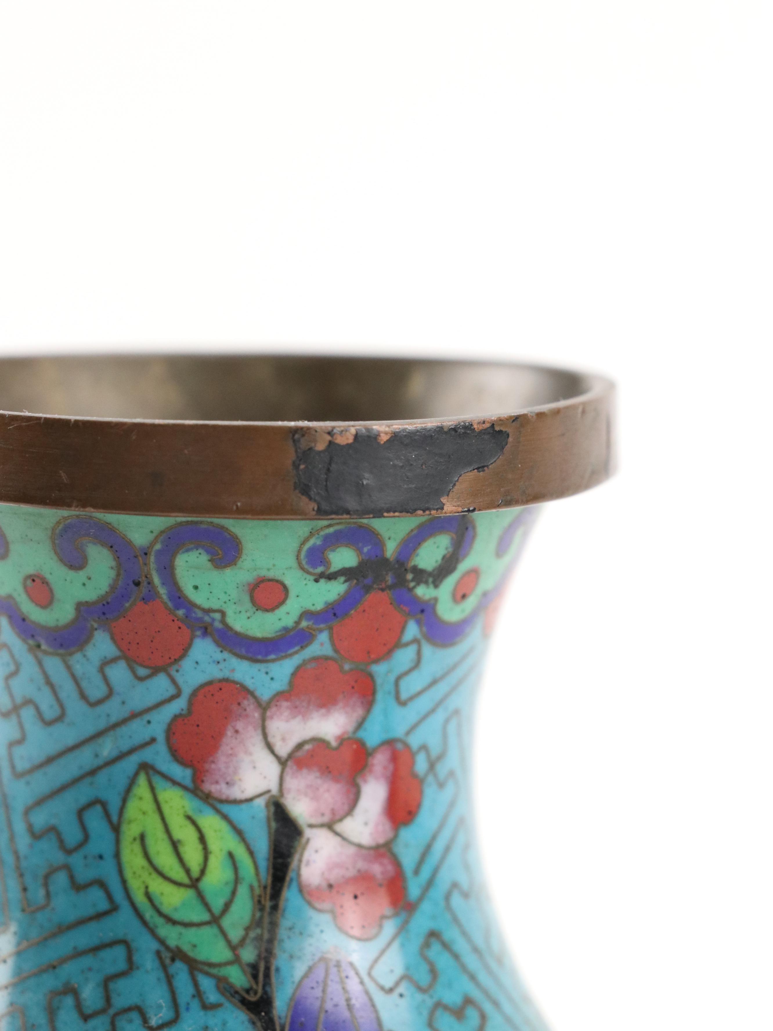 Chinese Cloisonné Enamel Over Metal Vases