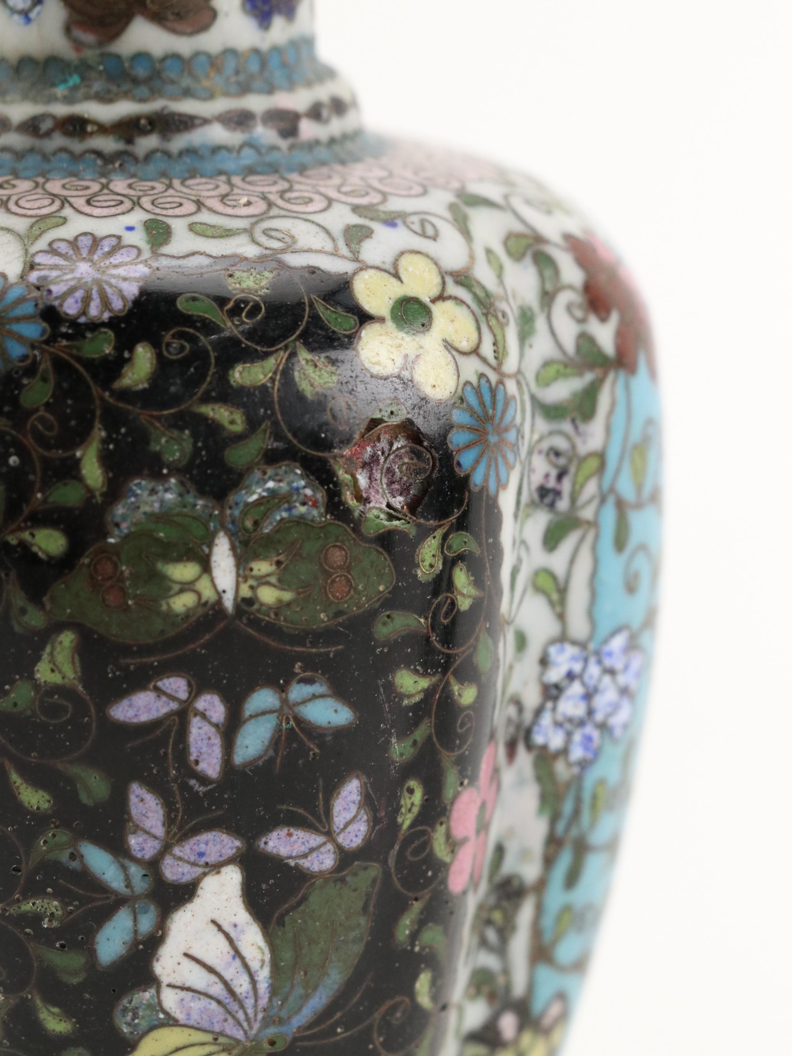 Chinese Cloisonné Enamel Over Metal Vases