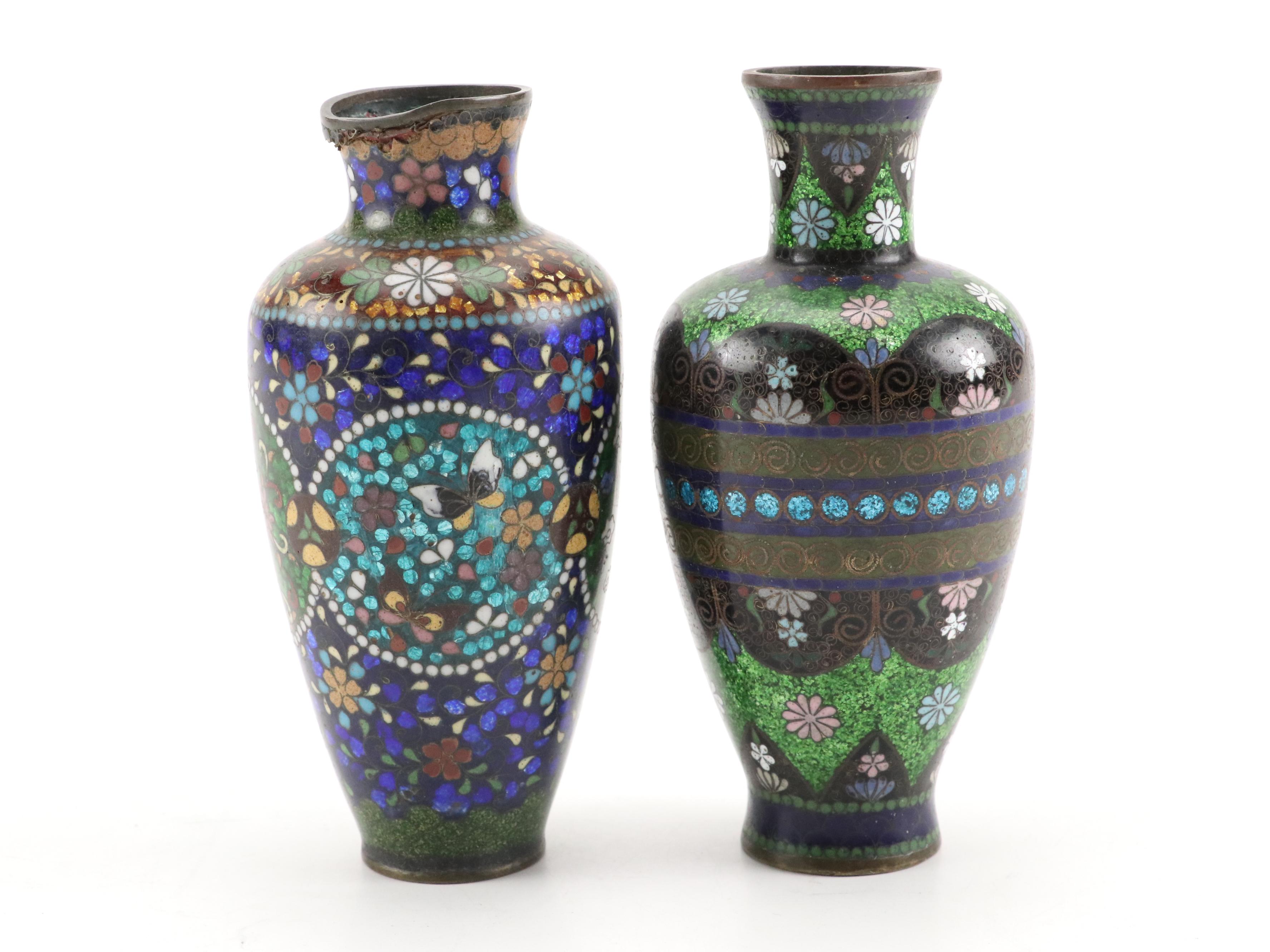 Chinese Cloisonné Enamel Over Metal Vases