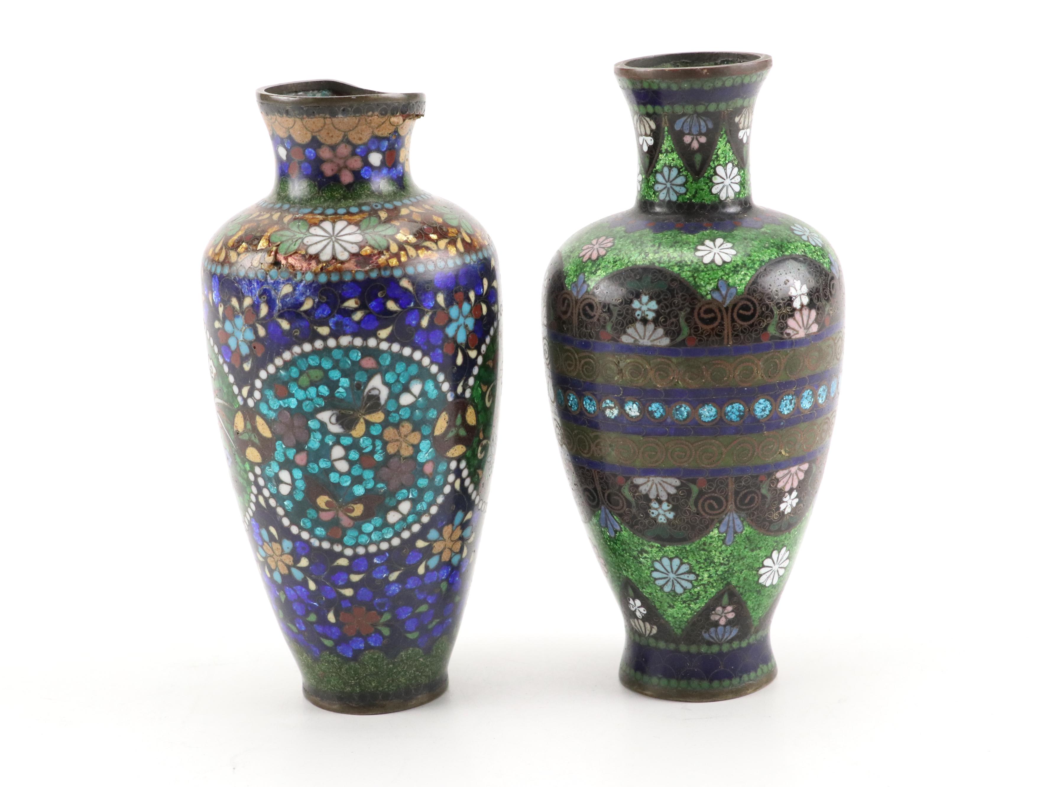 Chinese Cloisonné Enamel Over Metal Vases