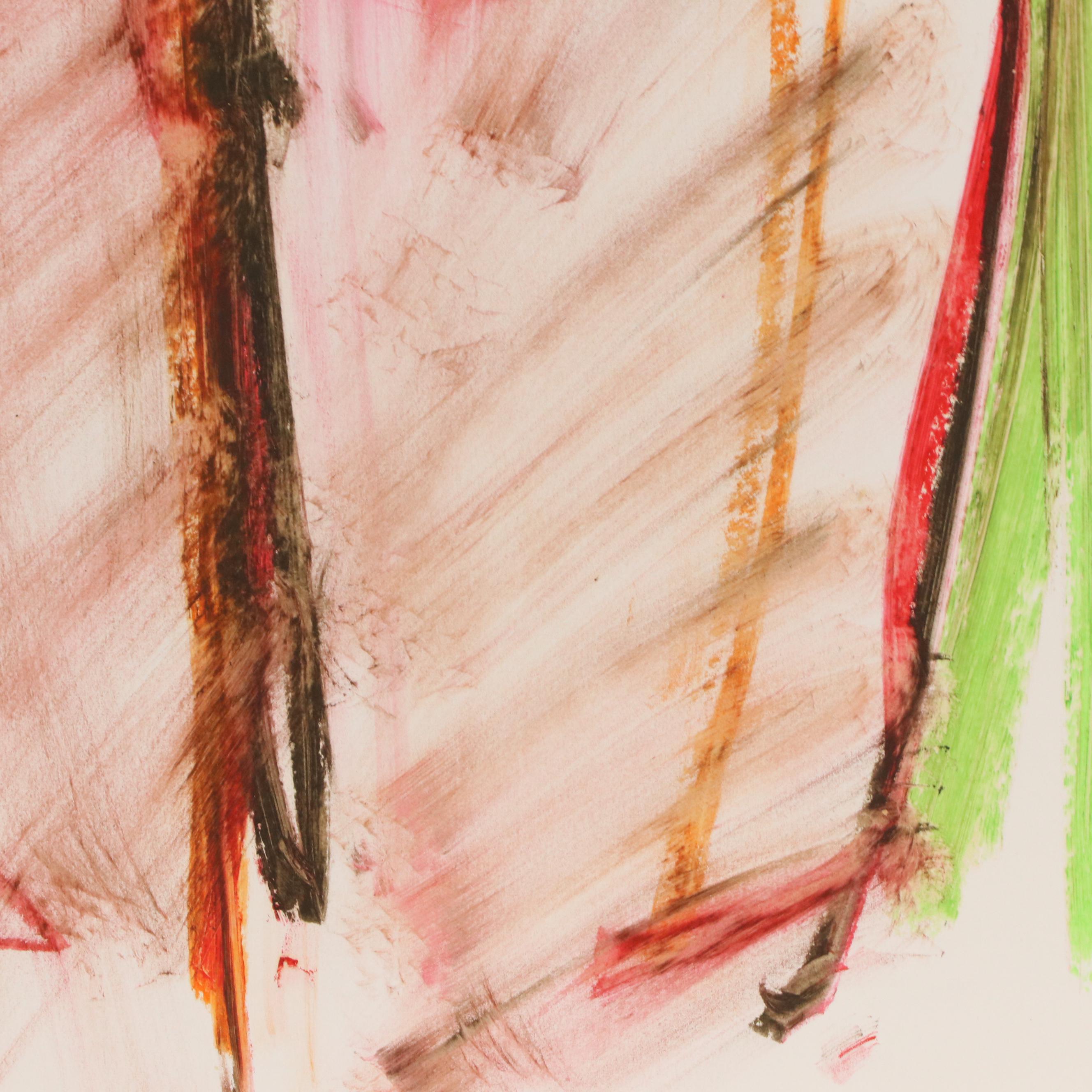 Jack Meanwell Expressionist Oil Pastel Figure Drawing, 1982