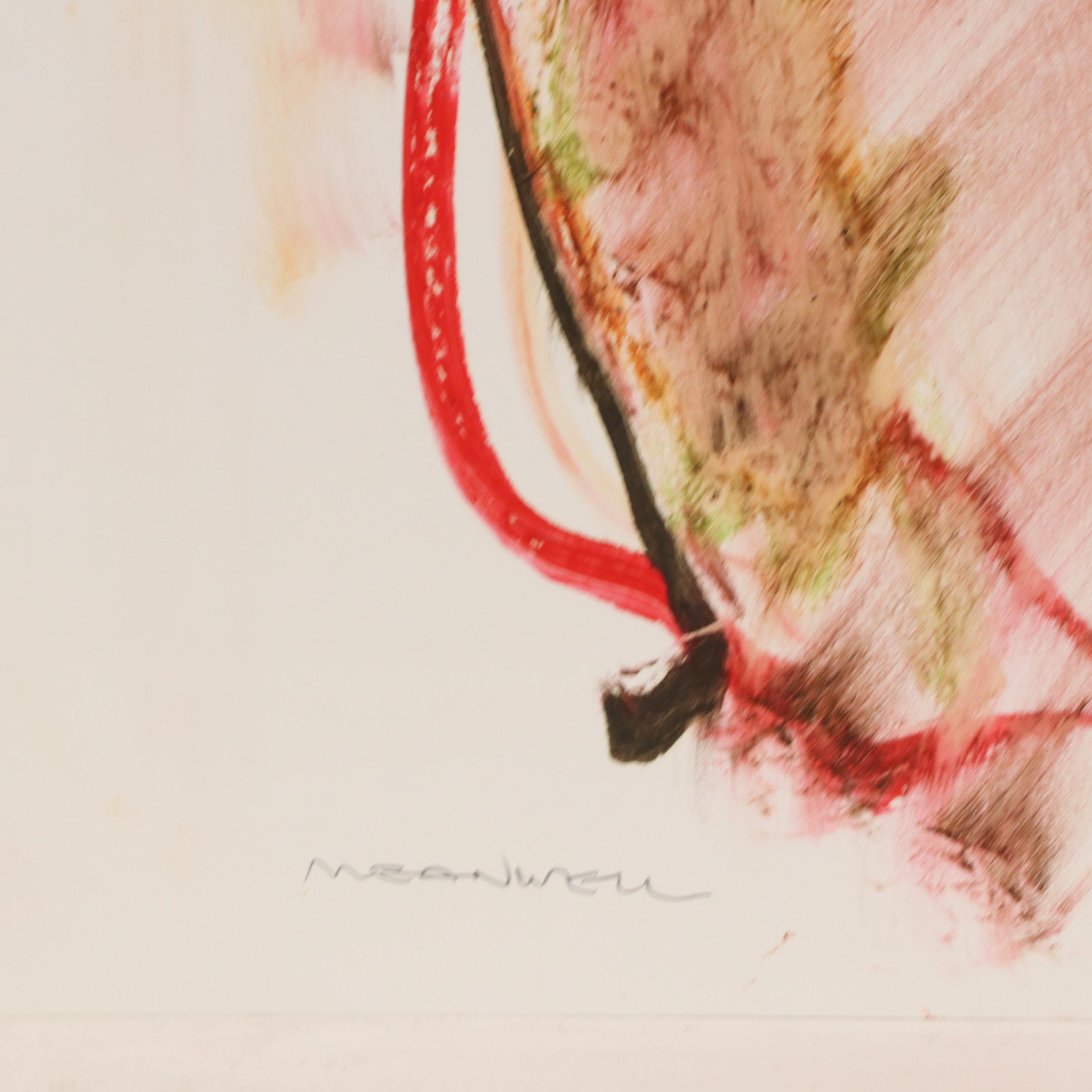 Jack Meanwell Expressionist Oil Pastel Figure Drawing, 1982