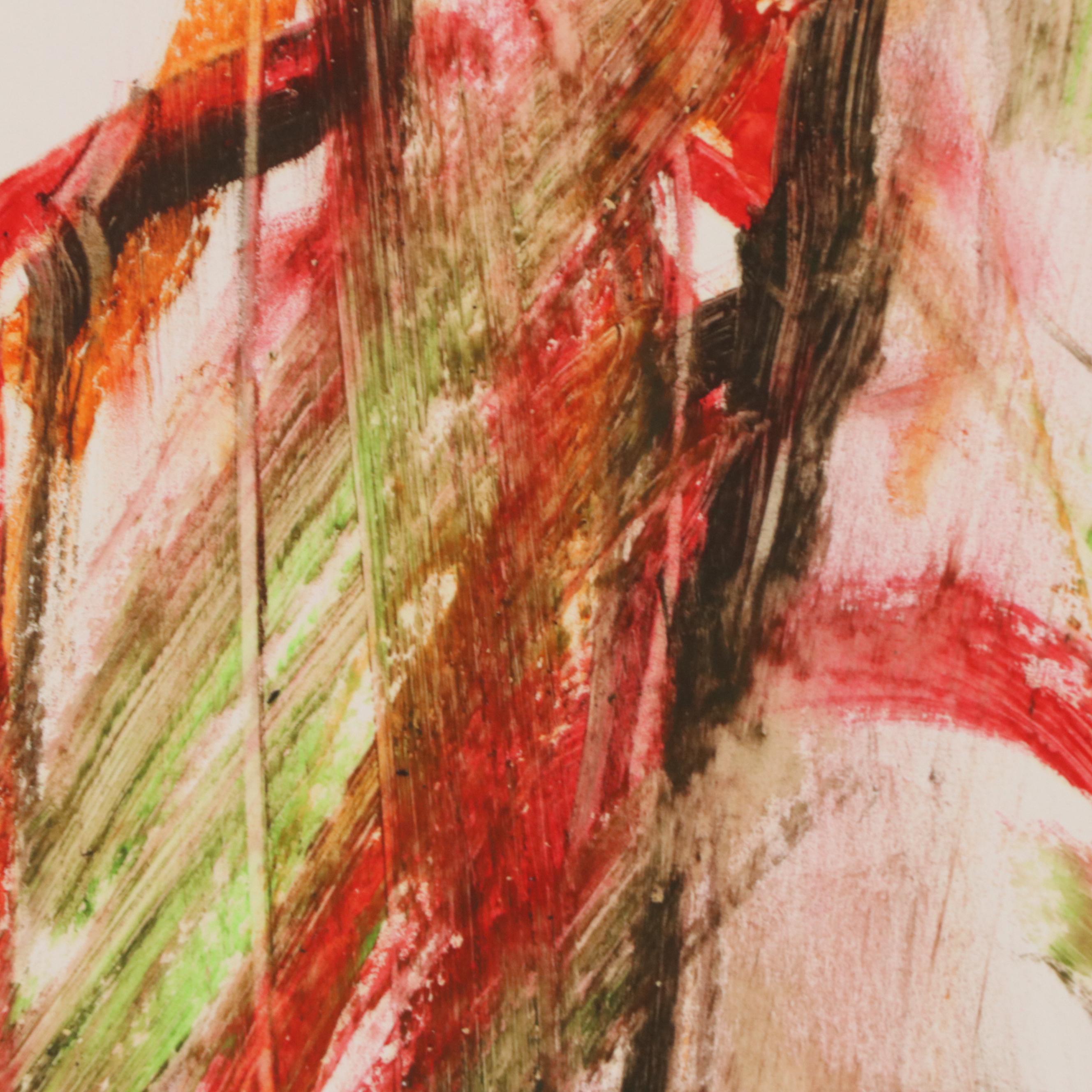 Jack Meanwell Expressionist Oil Pastel Figure Drawing, 1982