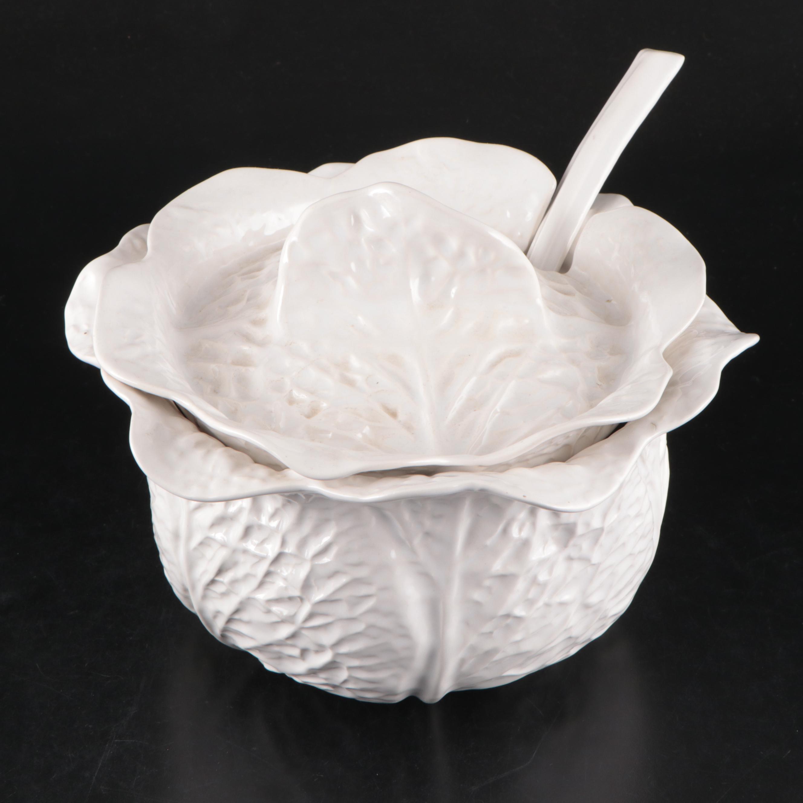 Secla Portuguese Cabbage Soup Tureen with Other Ceramic Lidded Tureen