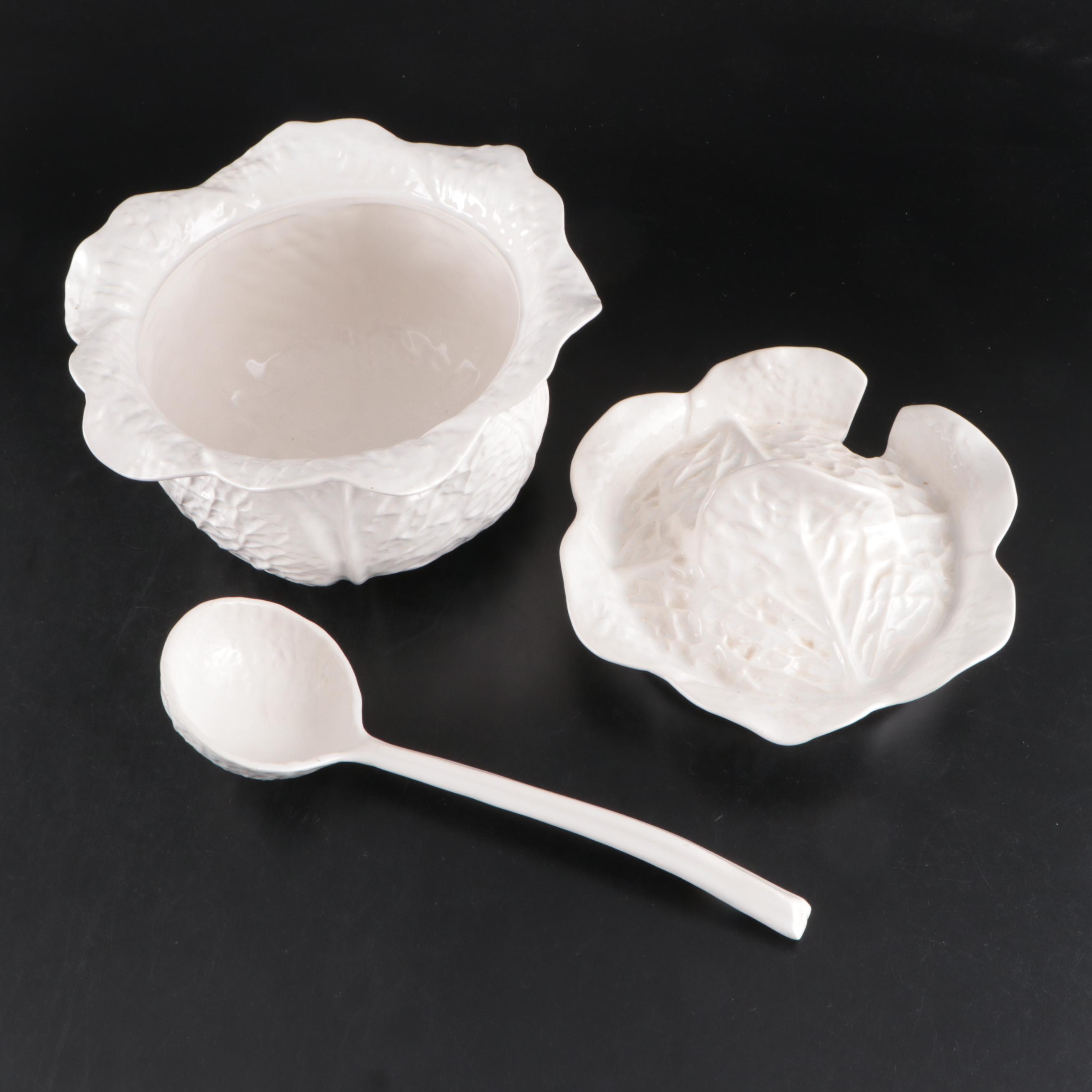 Secla Portuguese Cabbage Soup Tureen with Other Ceramic Lidded Tureen