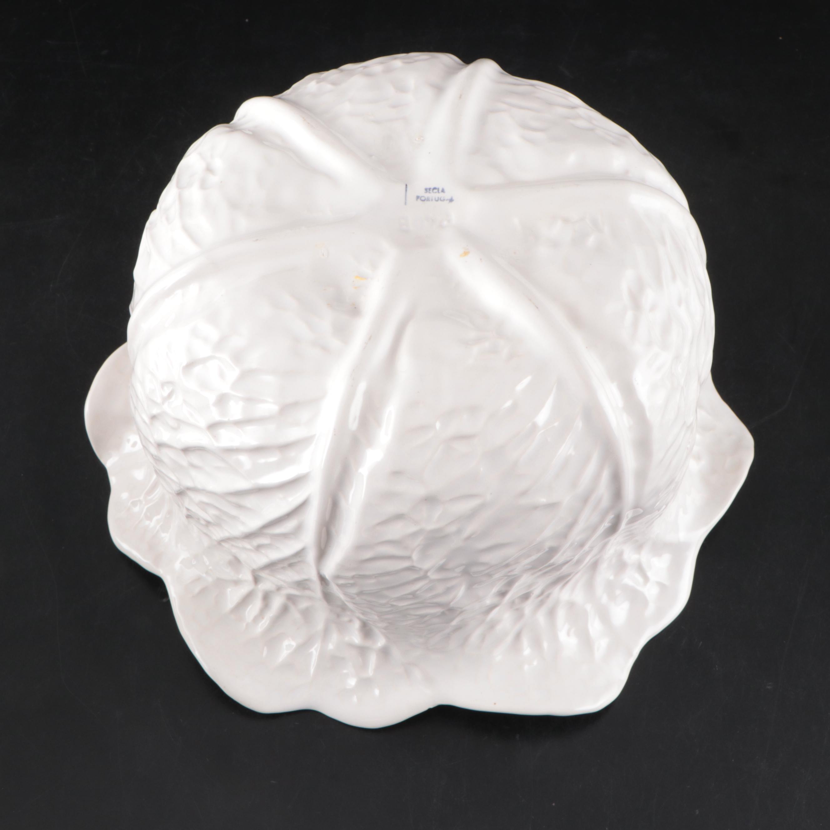 Secla Portuguese Cabbage Soup Tureen with Other Ceramic Lidded Tureen