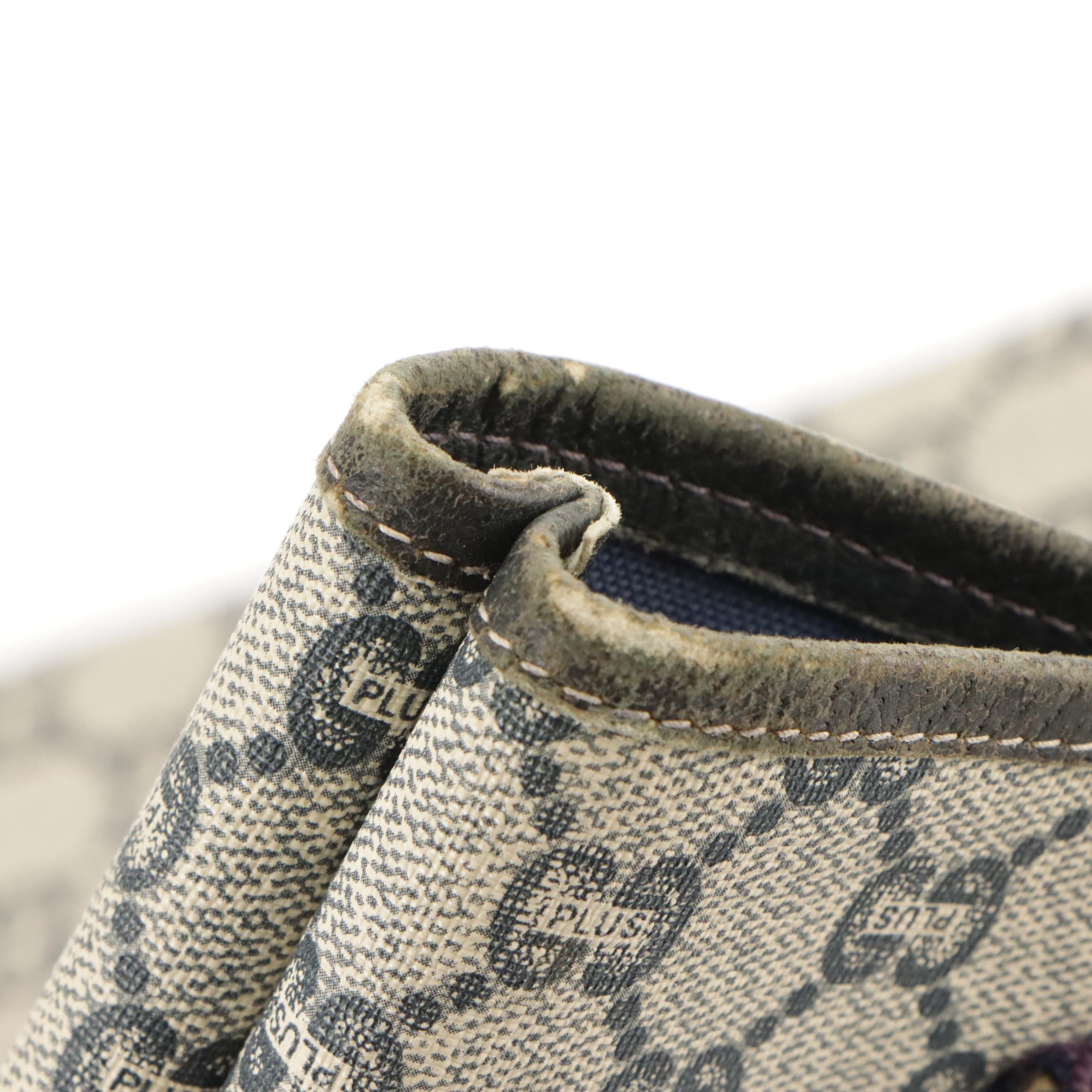 Gucci Plus Sherry Line Tote Bag in Navy GG Plus Coated Canvas with Web Straps