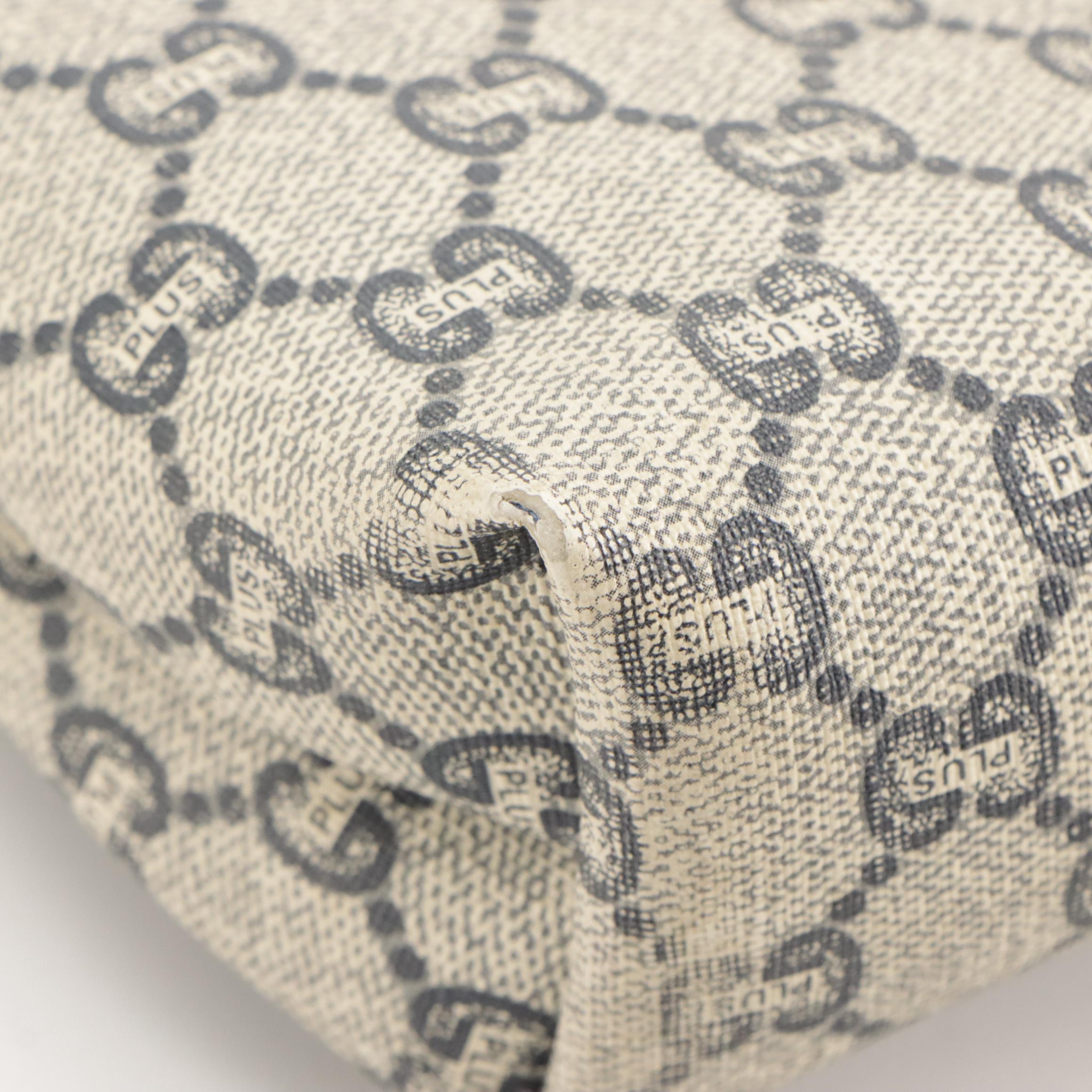 Gucci Plus Sherry Line Tote Bag in Navy GG Plus Coated Canvas with Web Straps