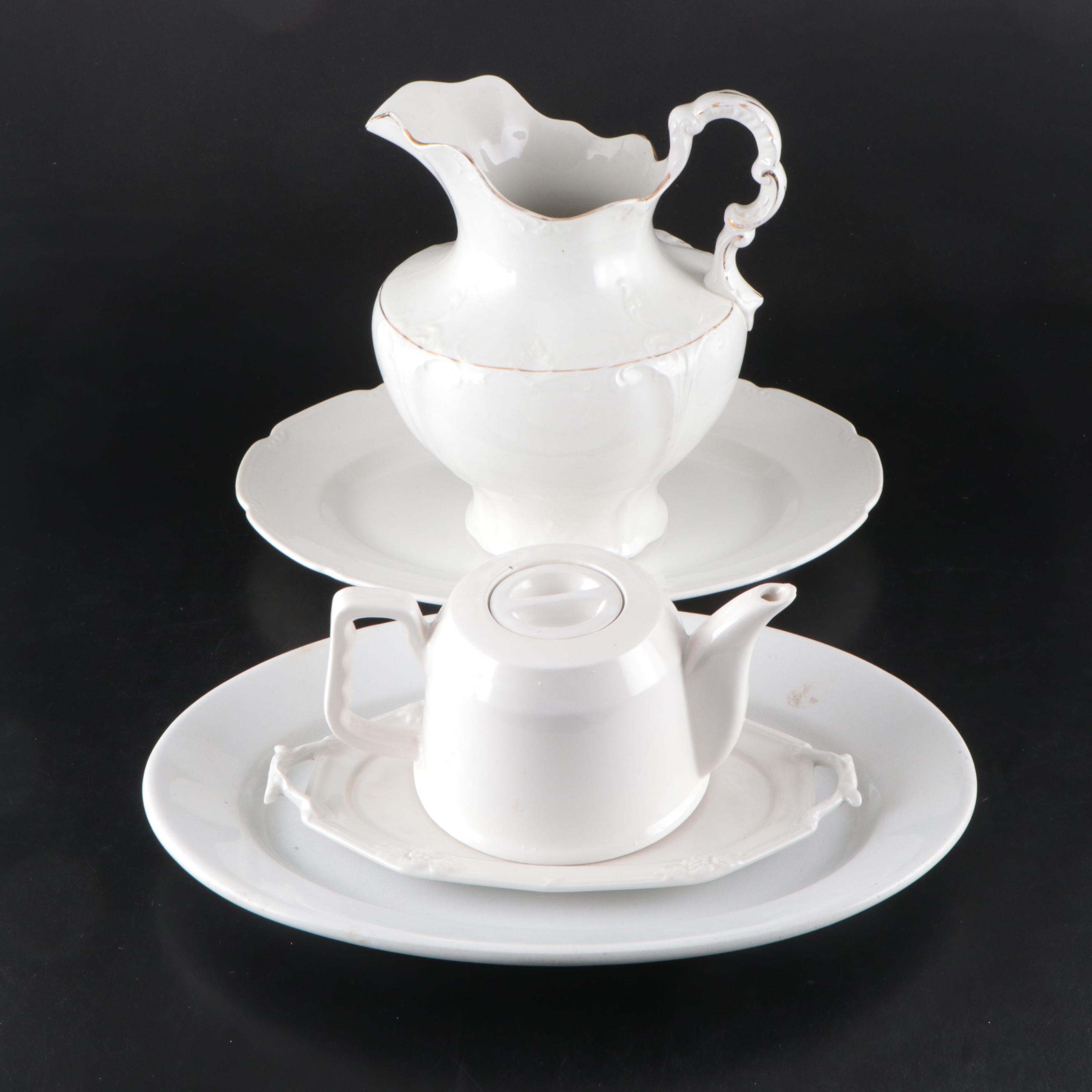 Wood, Son & Co. Ironstone Platter with Other Trays, Pitcher and Teapot