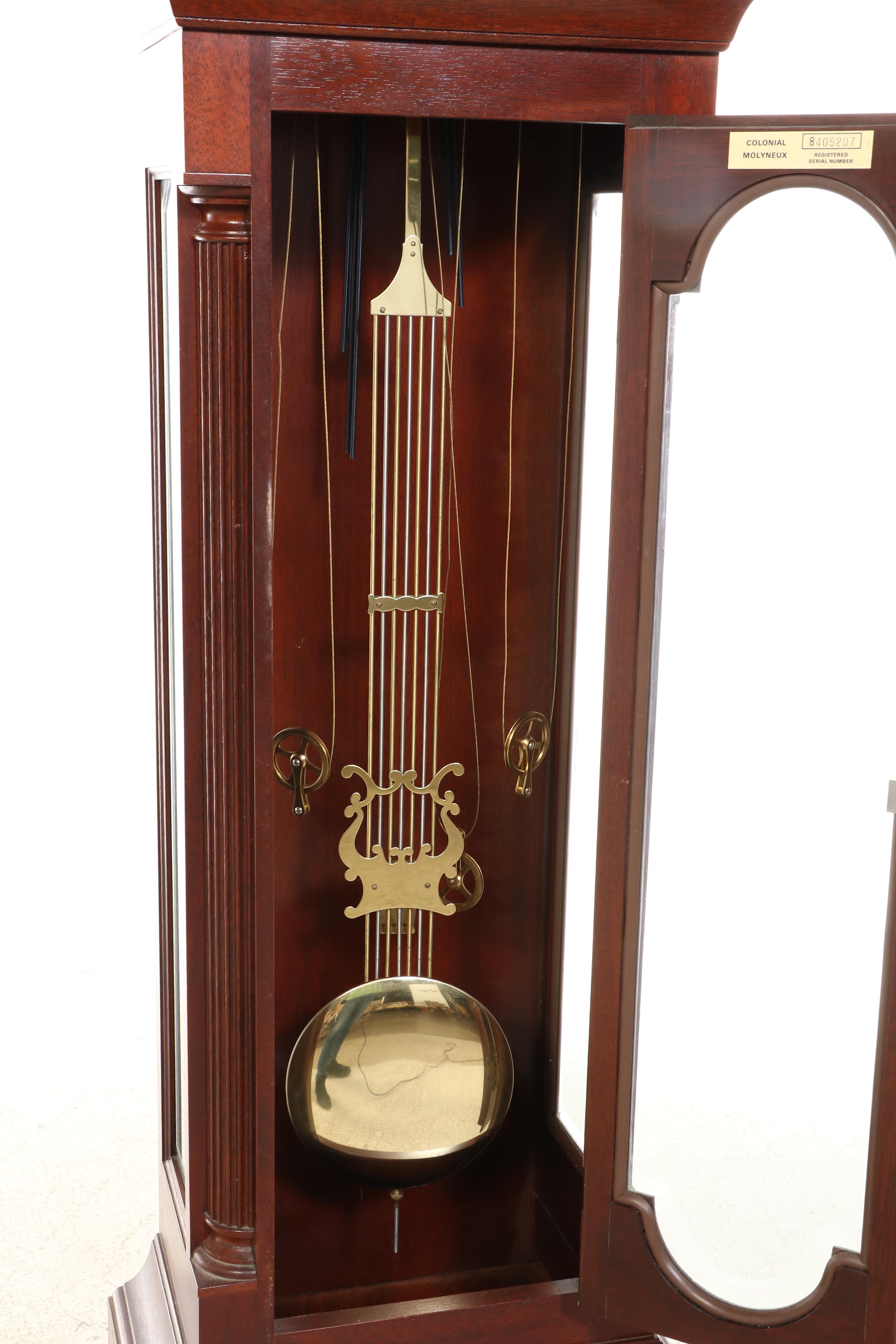 Colonial Mfg. Co./Molyneux Federal Style Mahogany Grandfather Clock