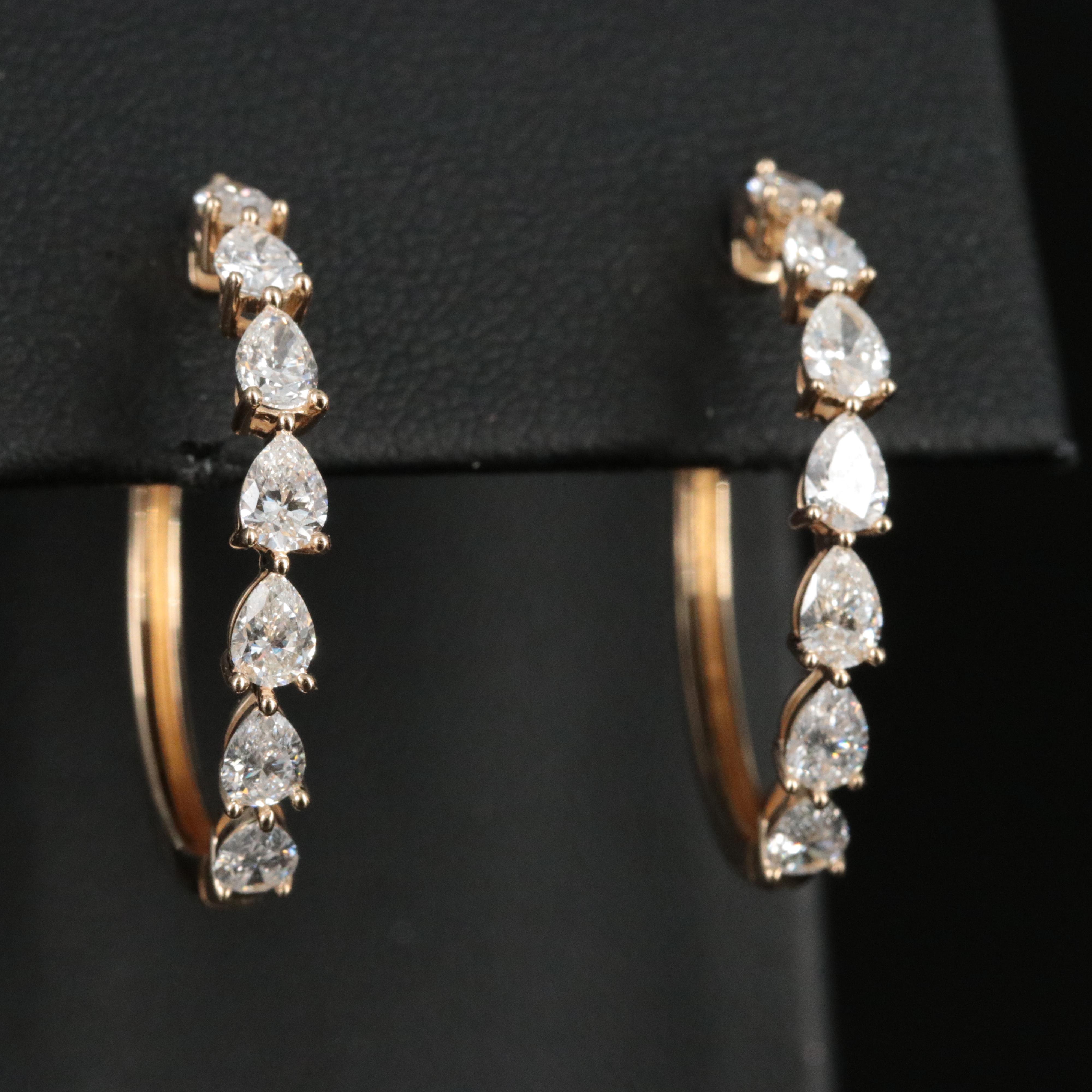 14K 2.00 CTW Lab Grown Diamond Hoop Earrings