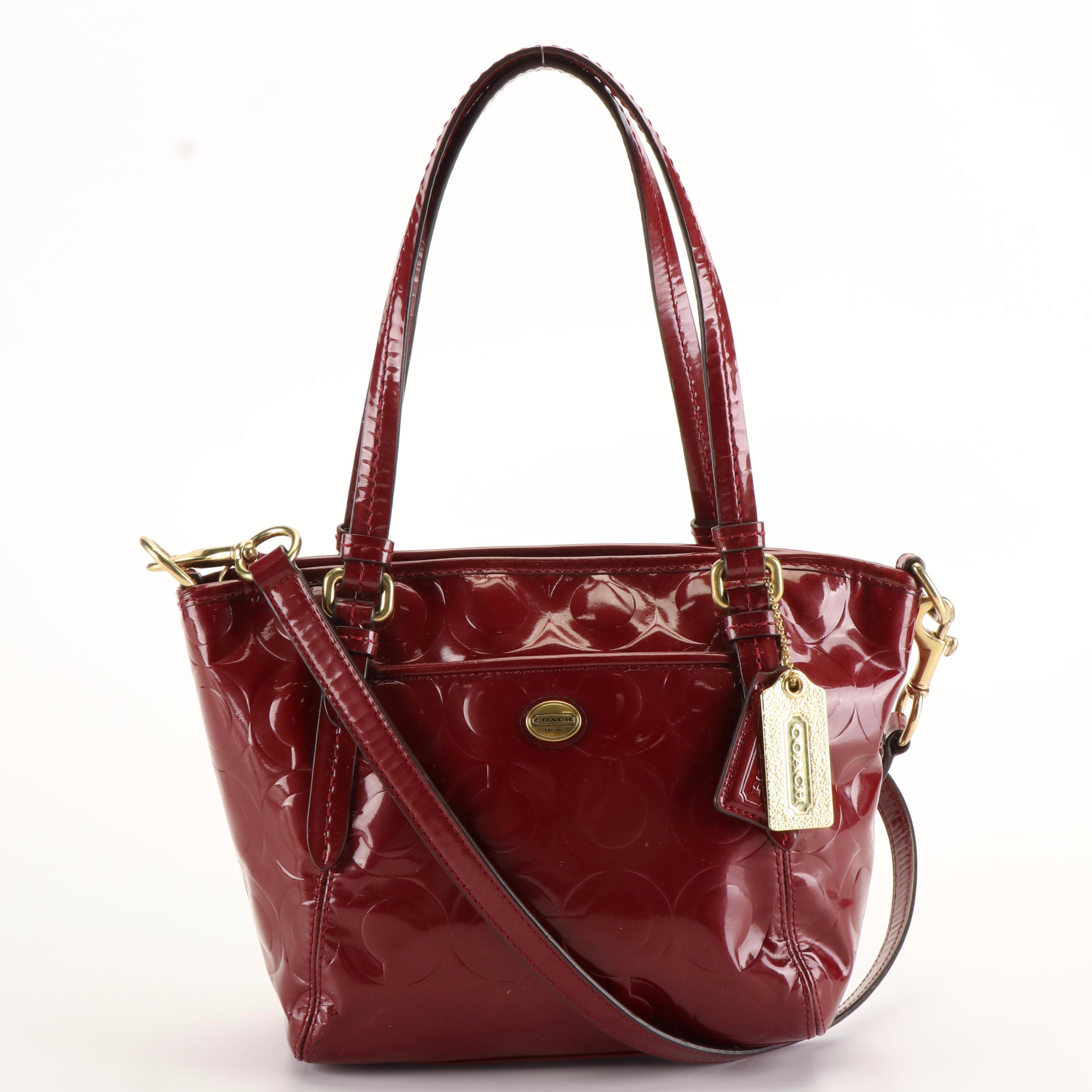 Coach Peyton Handbag in Red Patent Leather