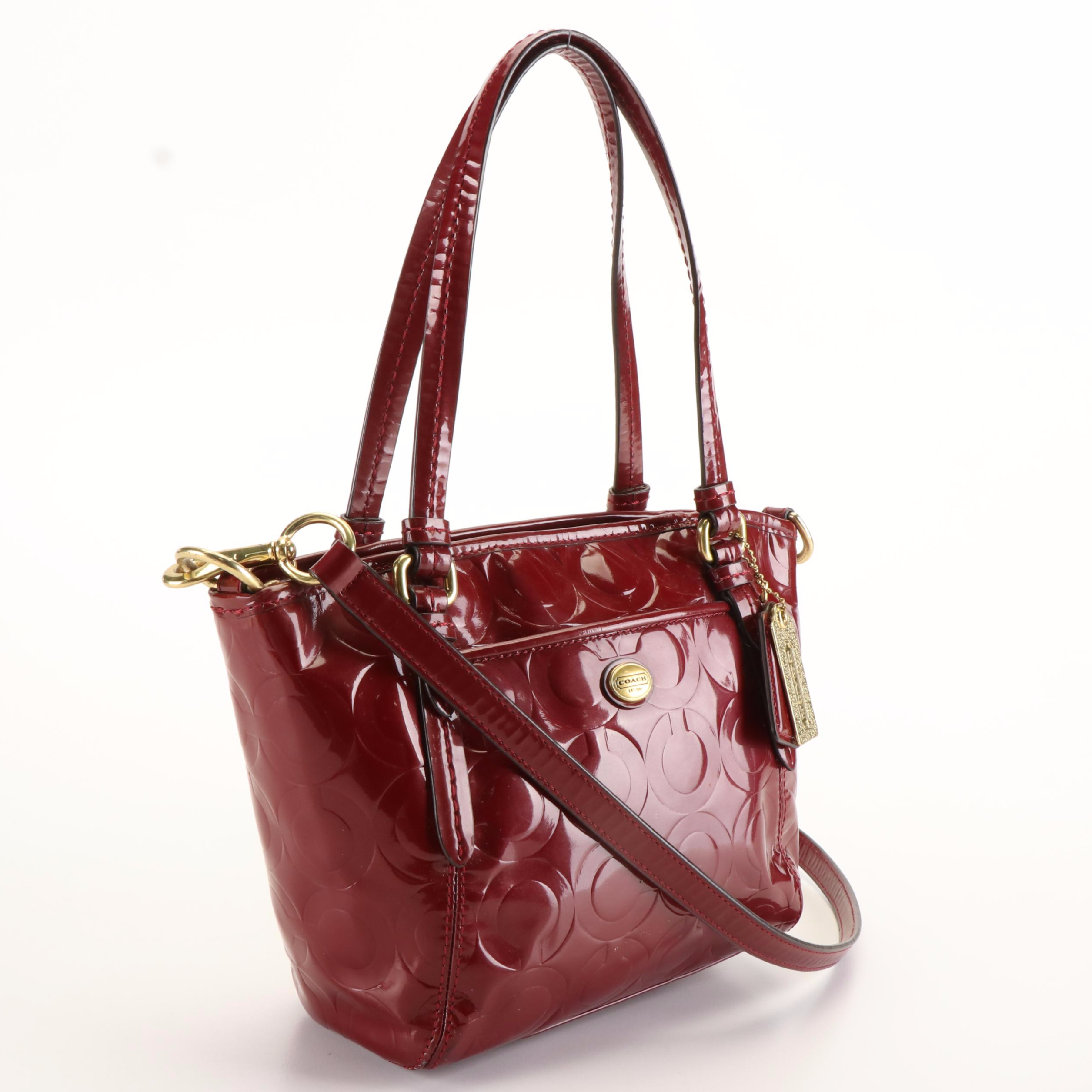 Coach Peyton Handbag in Red Patent Leather