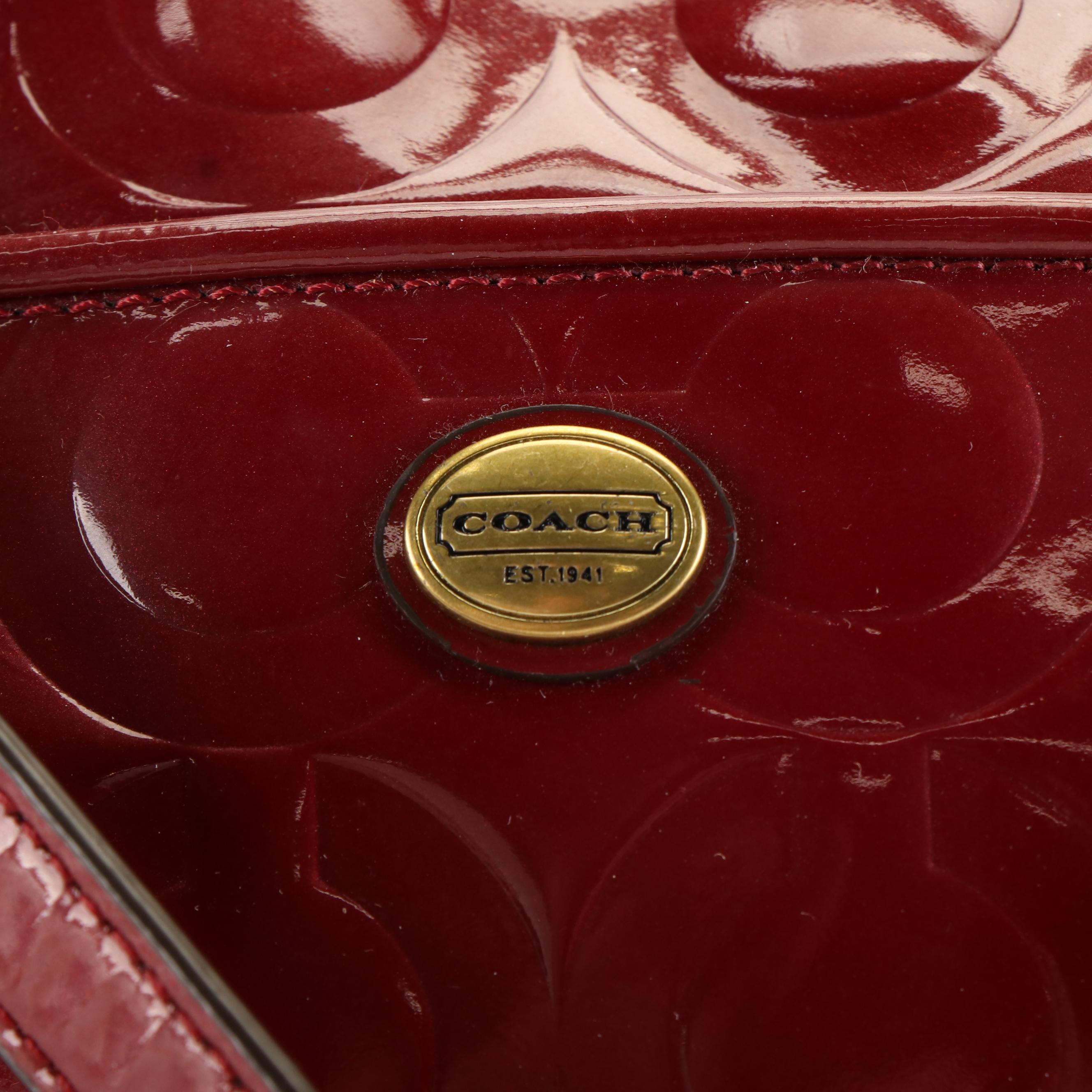 Coach Peyton Handbag in Red Patent Leather