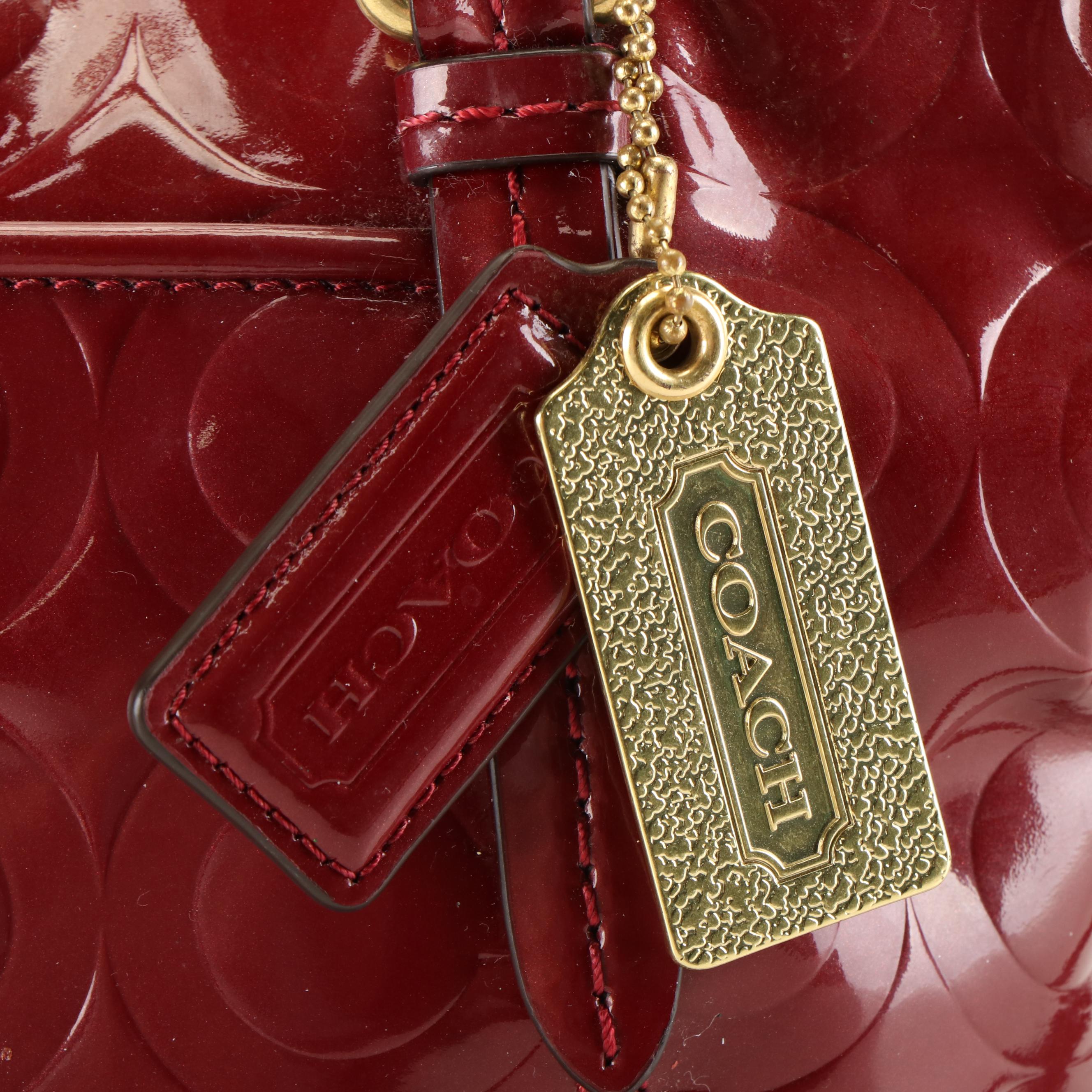 Coach Peyton Handbag in Red Patent Leather