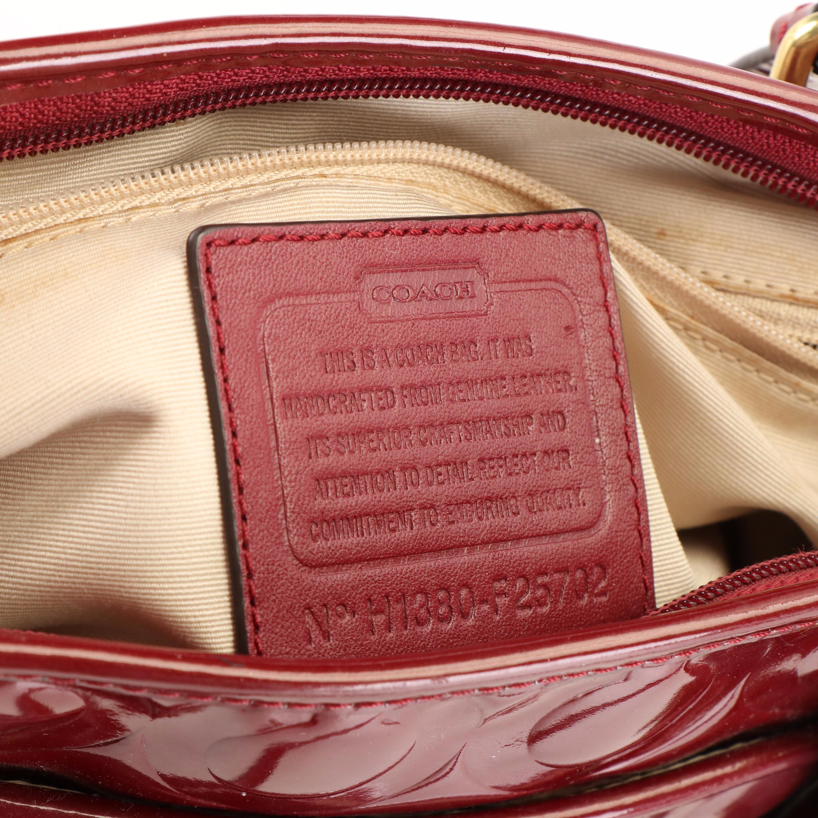 Coach Peyton Handbag in Red Patent Leather