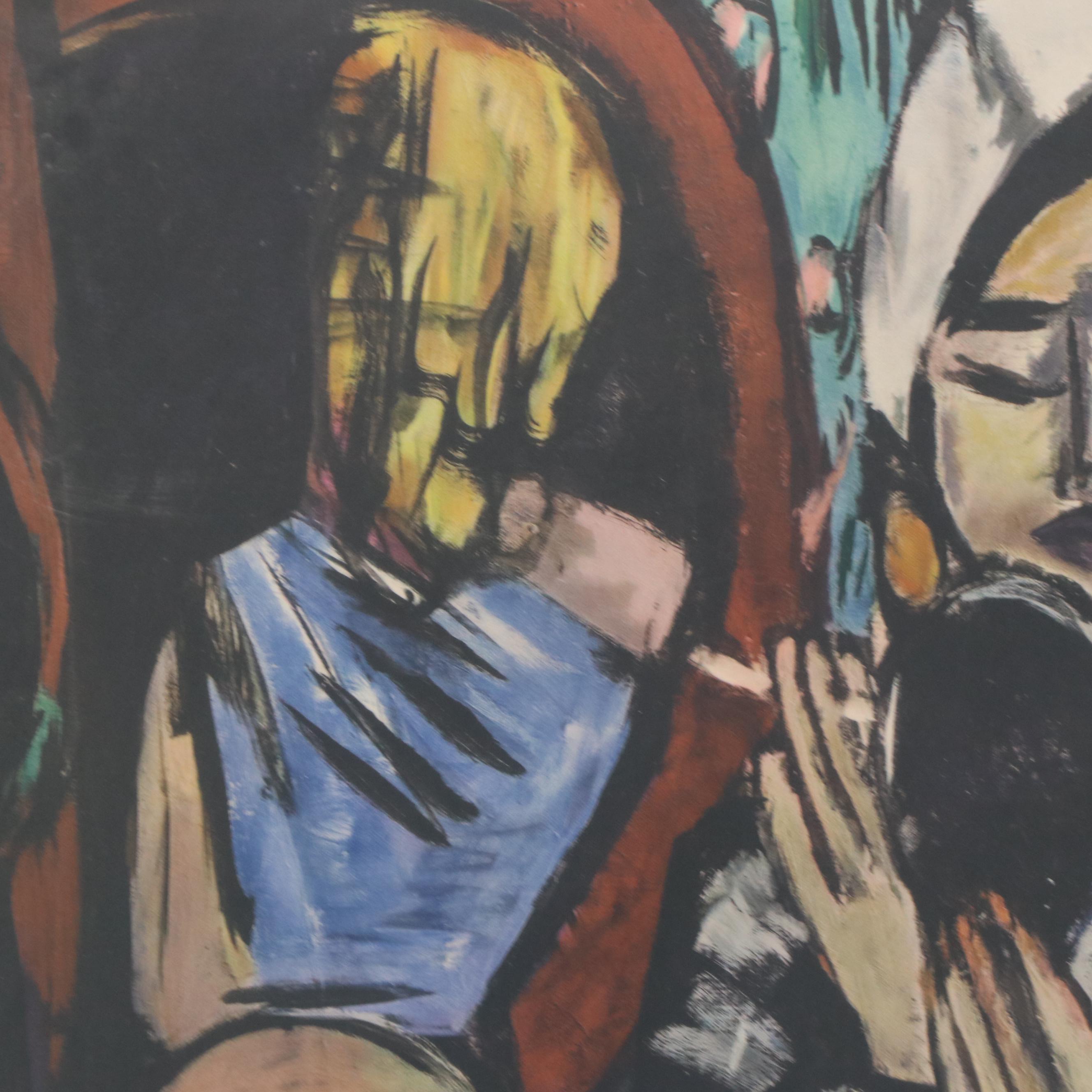 Chromolithograph after Max Beckmann "Lady with Mirror," 20th Century